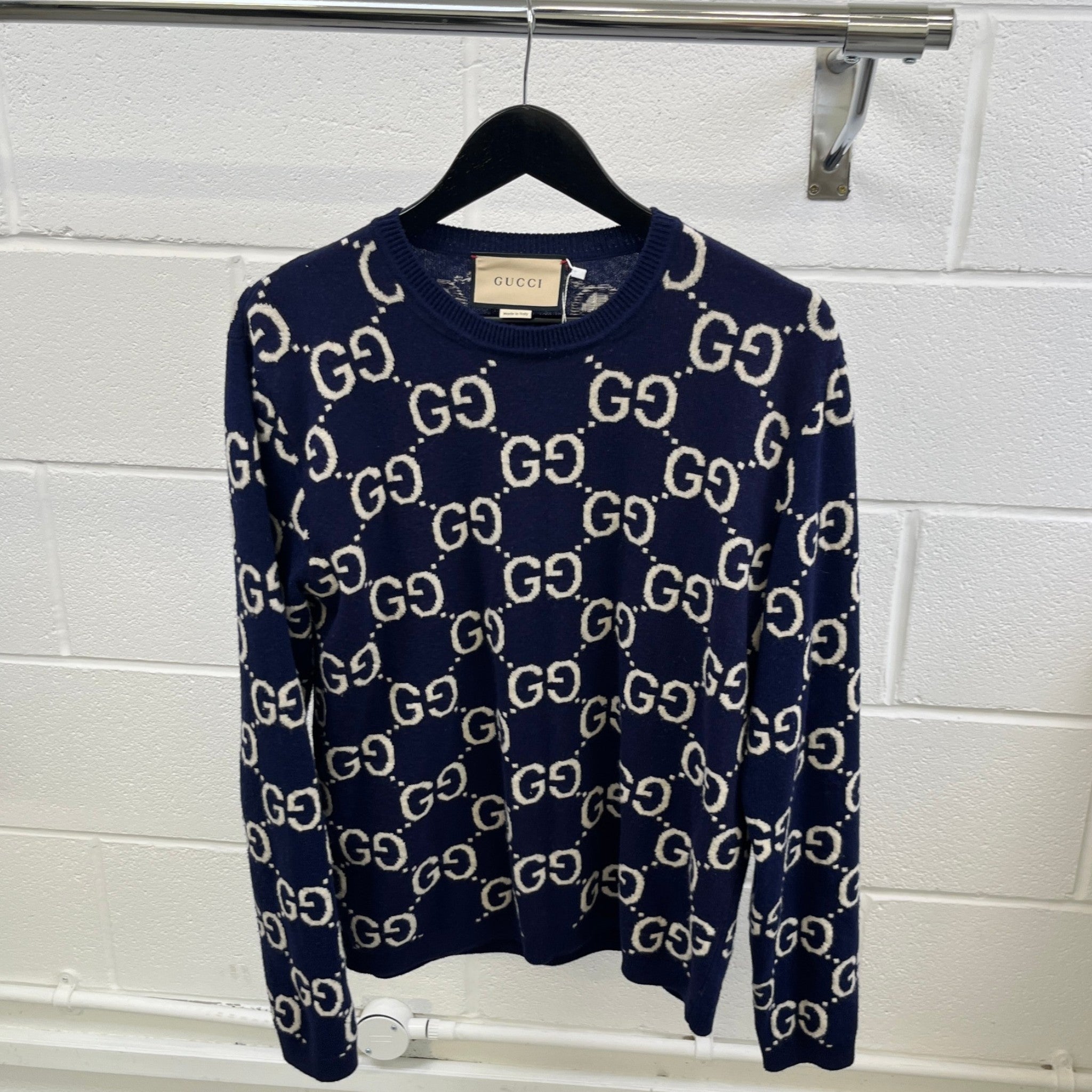 Men's Gg Supreme Wool Jumper Blue Size L