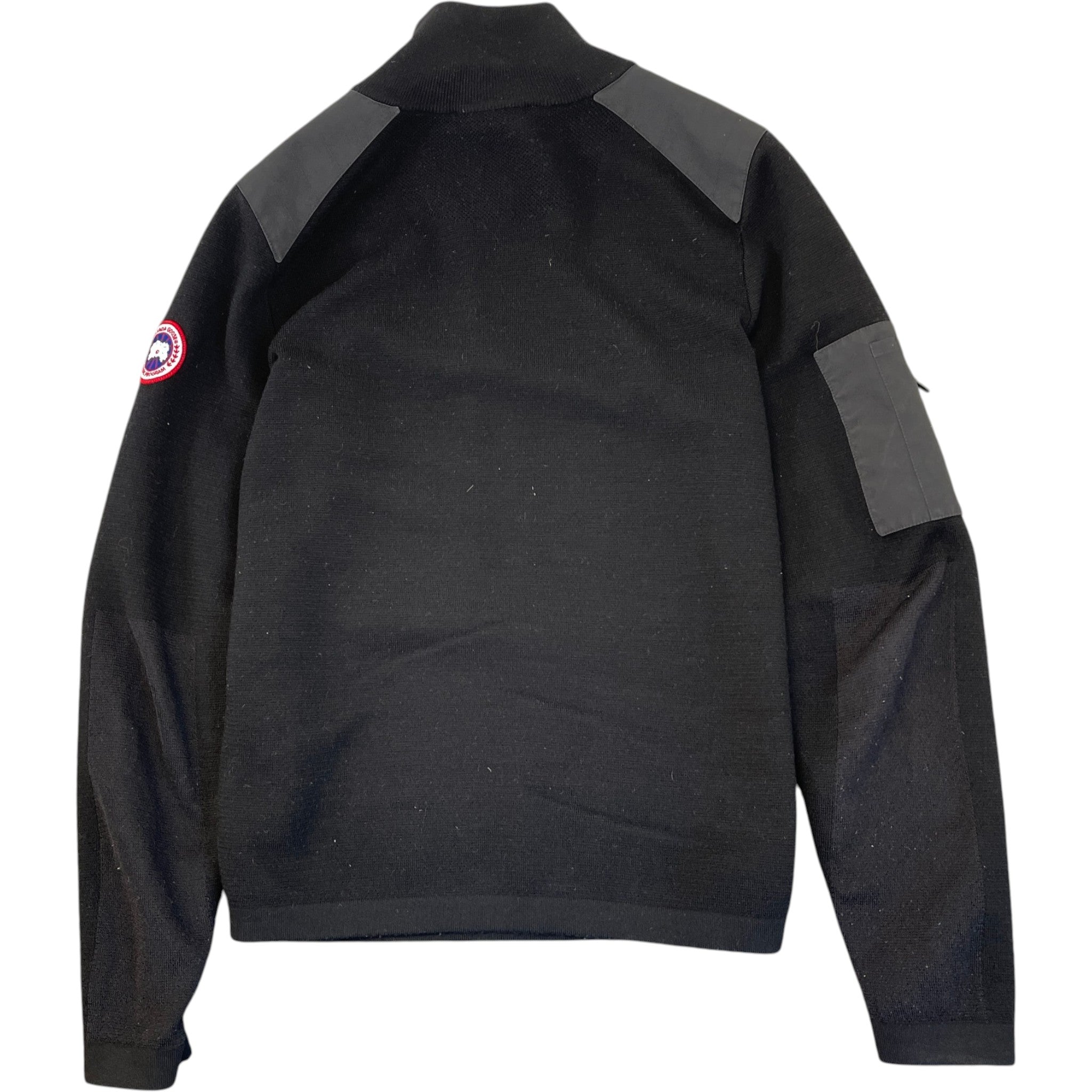 Men's Logo Patch Quarter Zip Jumper Black Size XL