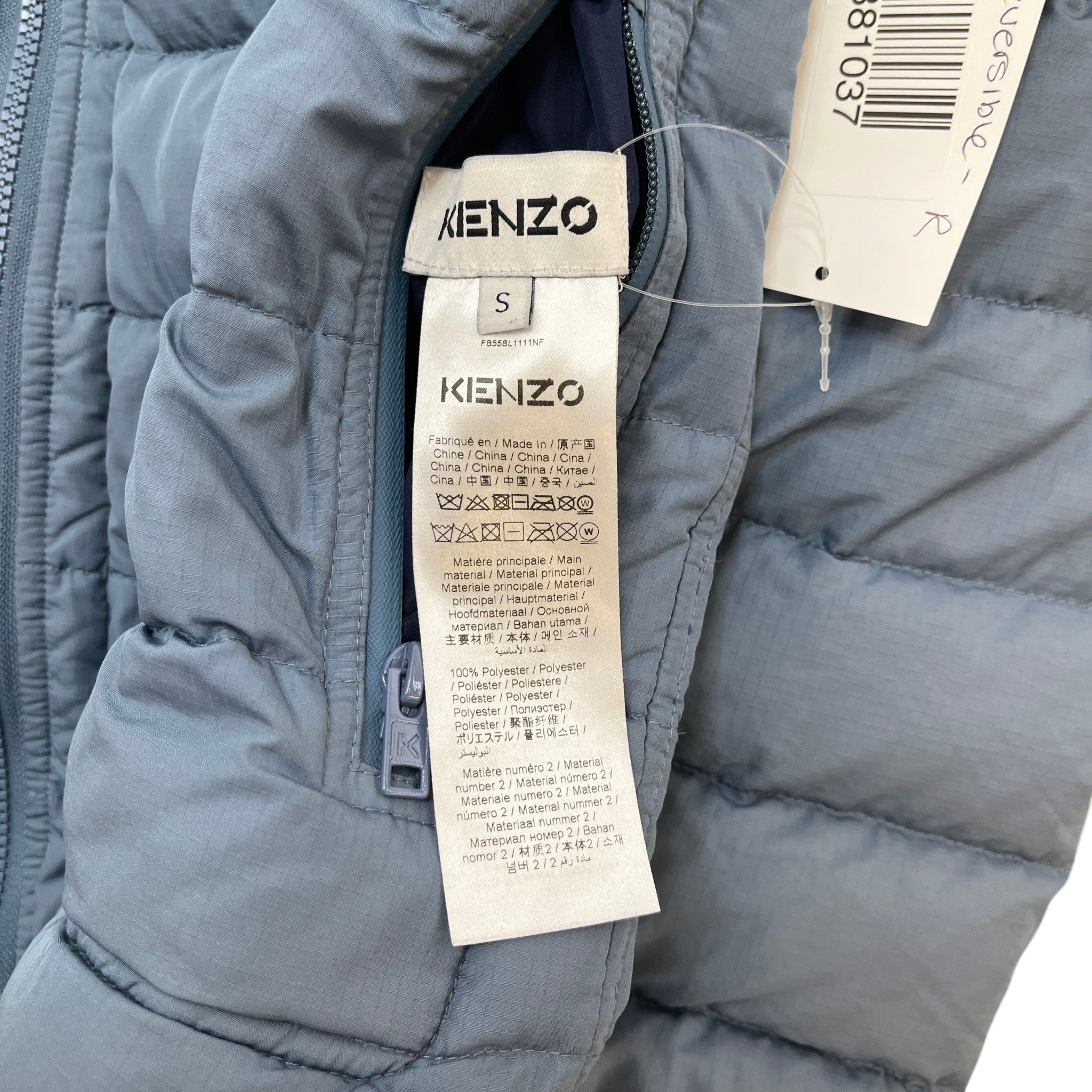 Men's Reversible Patch Logo Down Jacket Blue Size S