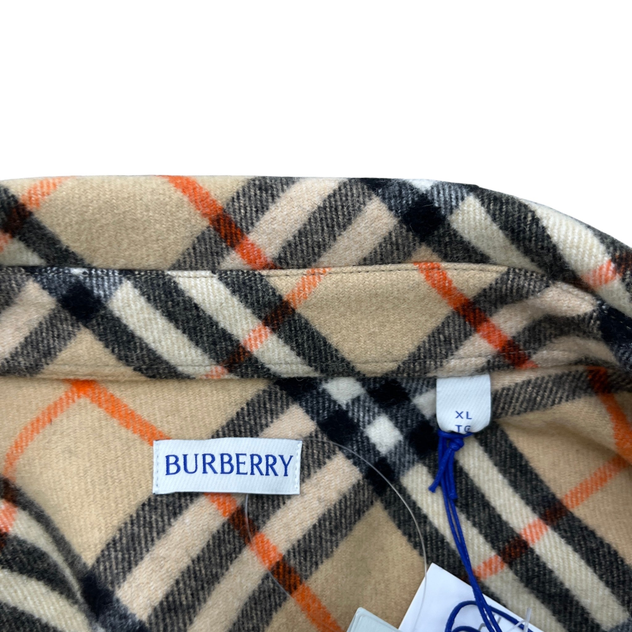 Men's Check Poplin OverShirt Beige Size XL