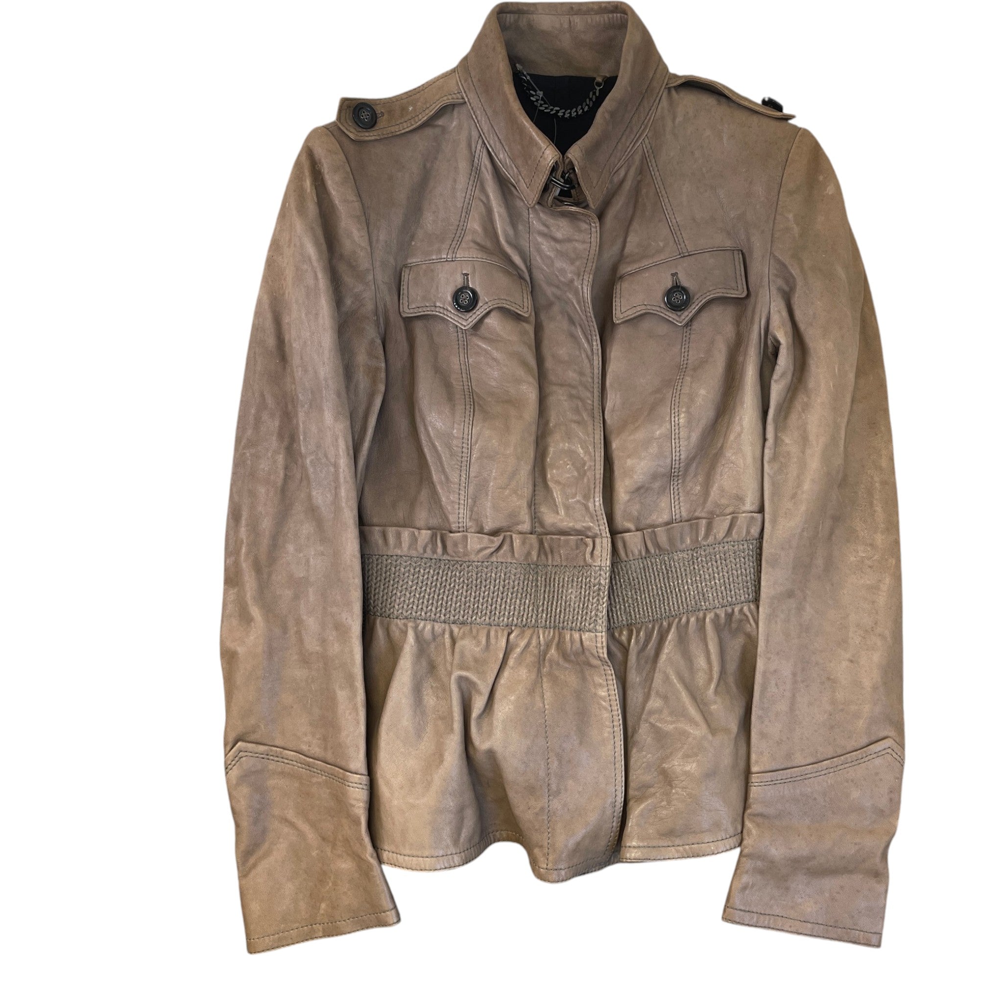 Women's Vintage Biker Jacket Beige Size 44 / UK 12