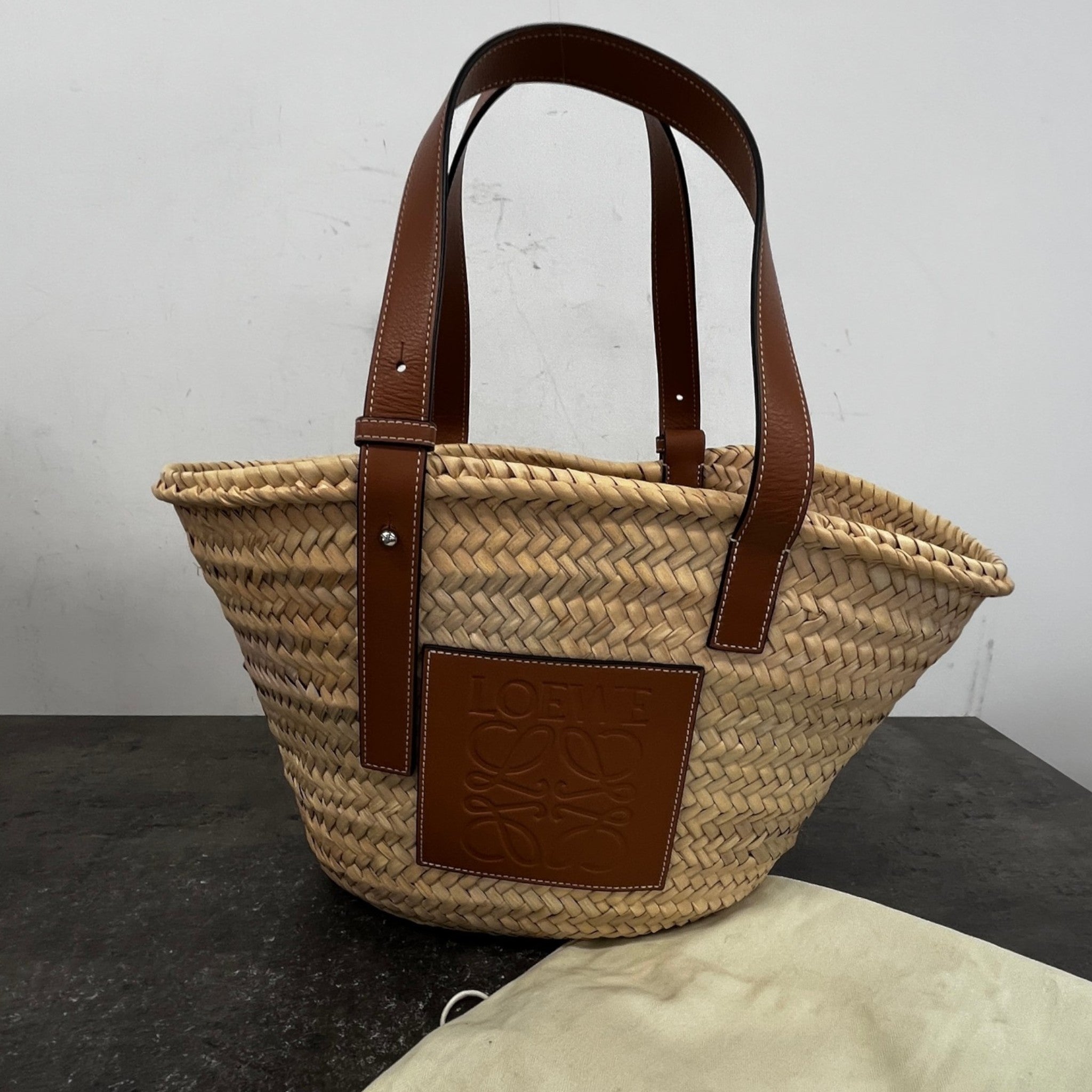 Women's Large Classic Basket In Palm Leaf Bag Brown