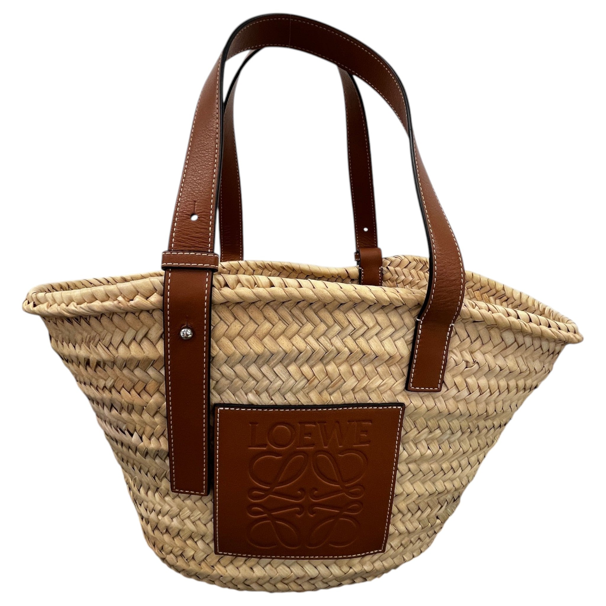 Women's Large Classic Basket In Palm Leaf Bag Brown