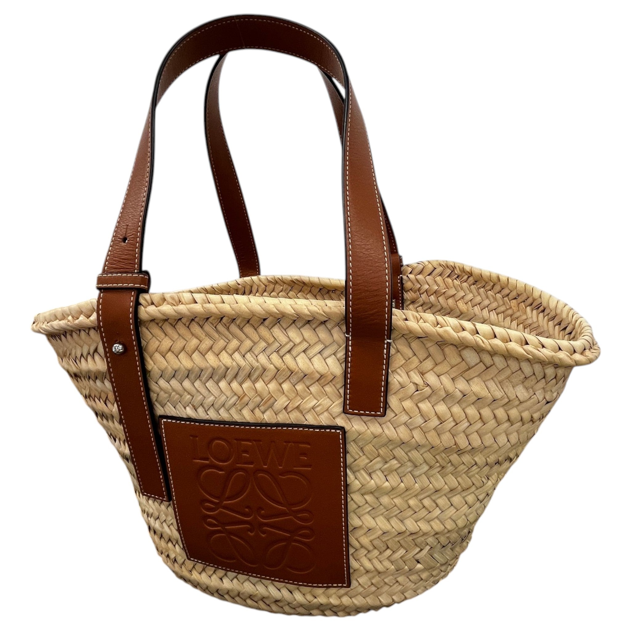 Women's Large Classic Basket In Palm Leaf Bag Brown