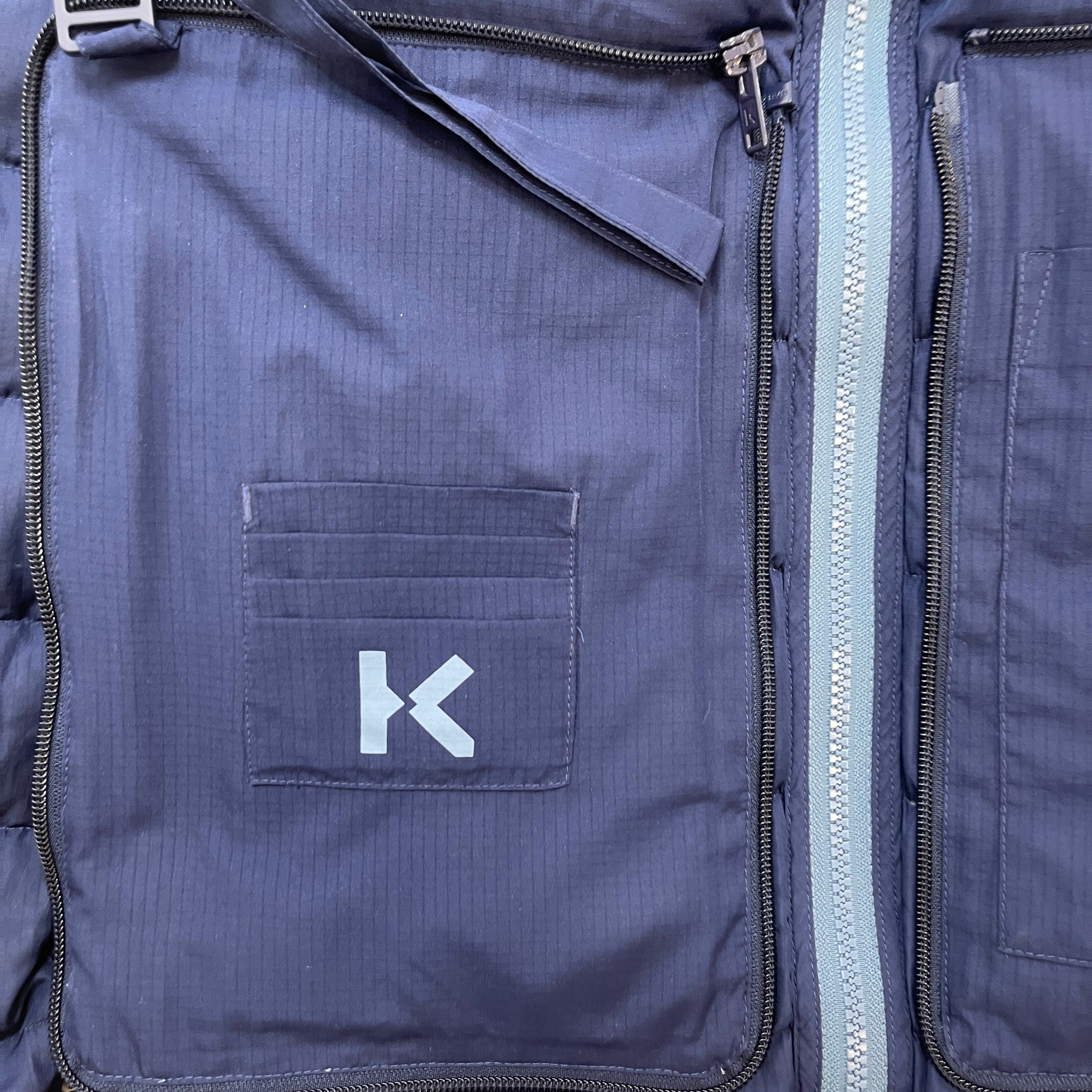 Men's Reversible Patch Logo Down Jacket Blue Size S