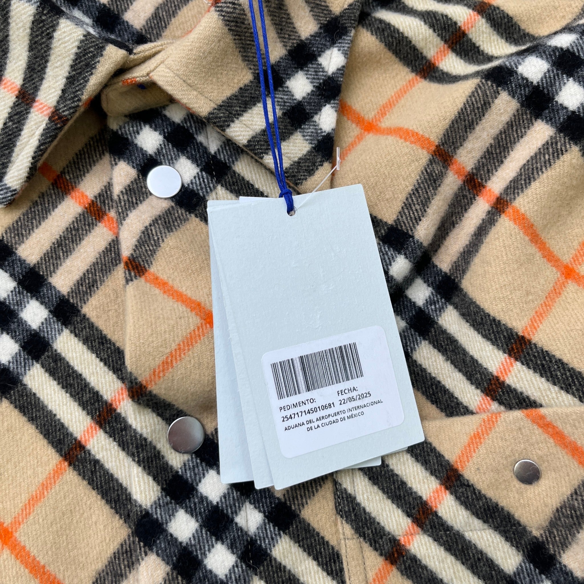 Men's Check Poplin OverShirt Beige Size XL