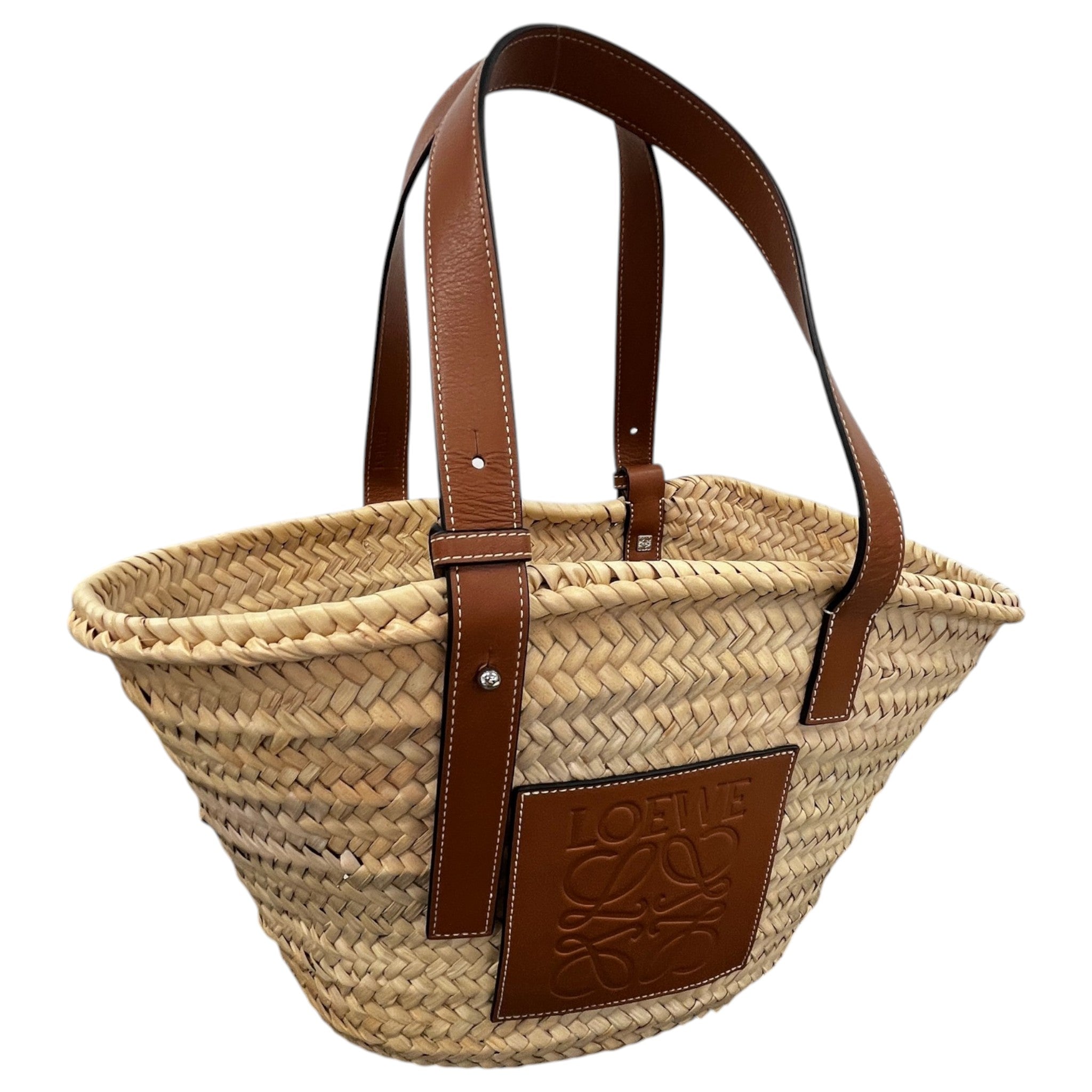 Women's Large Classic Basket In Palm Leaf Bag Brown