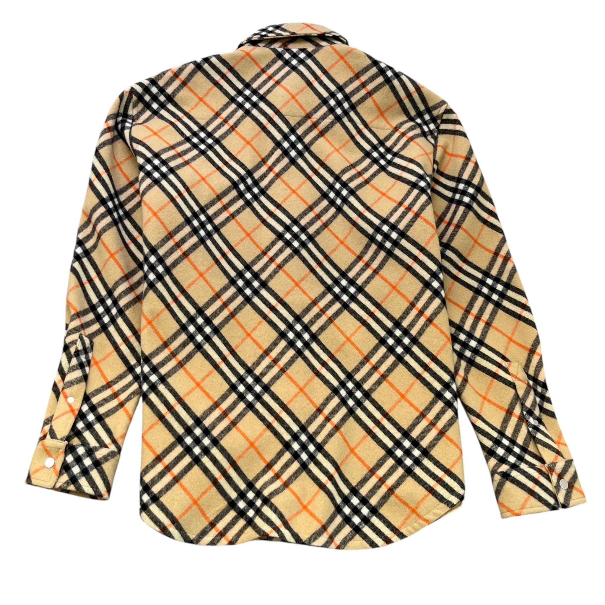 Men's Check Poplin OverShirt Beige Size XL