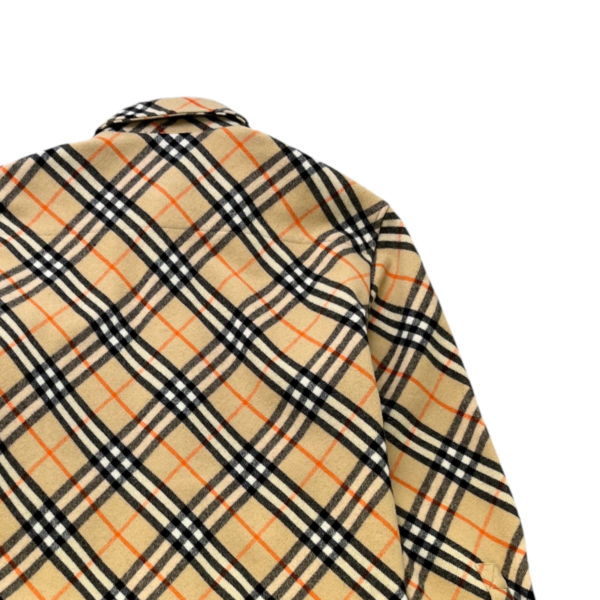Men's Check Poplin OverShirt Beige Size XL