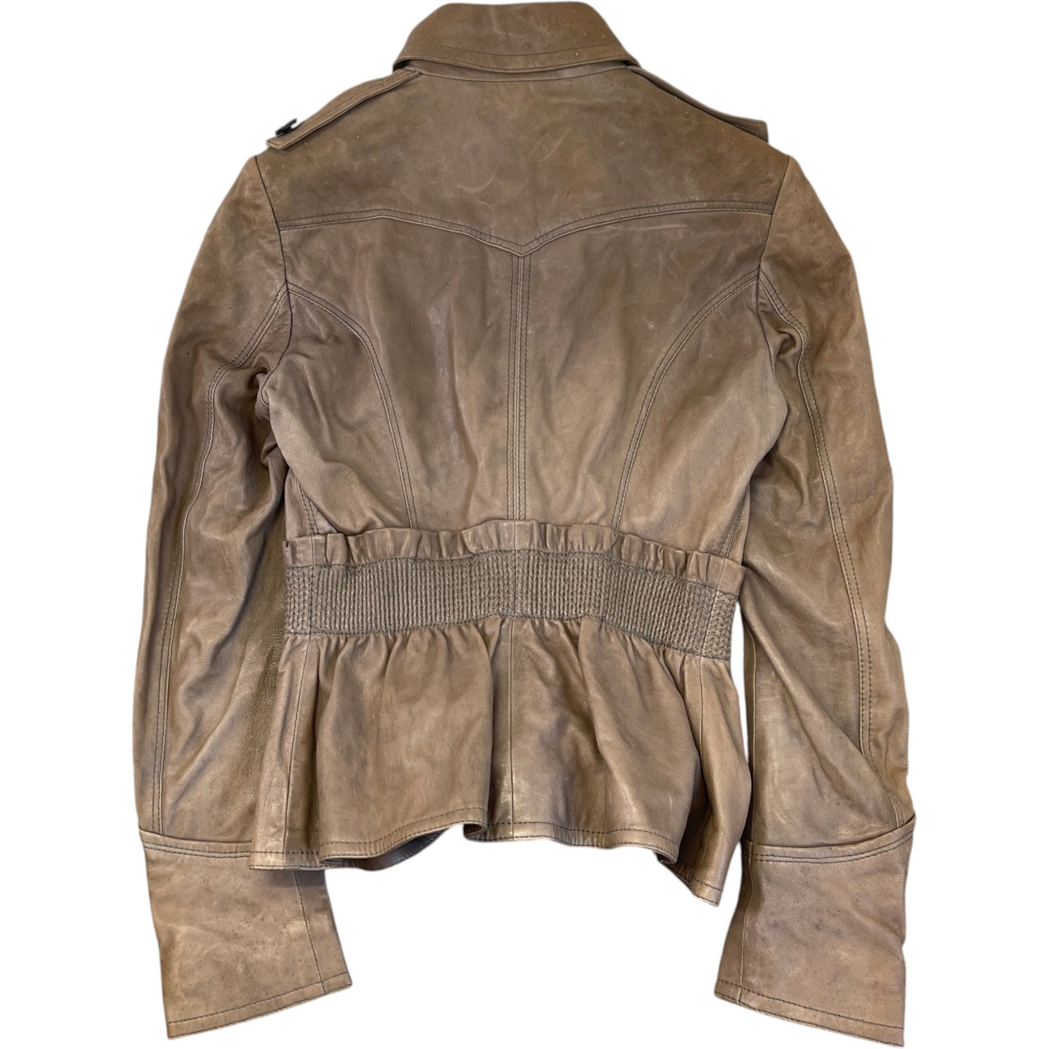 Women's Vintage Biker Jacket Beige Size 44 / UK 12