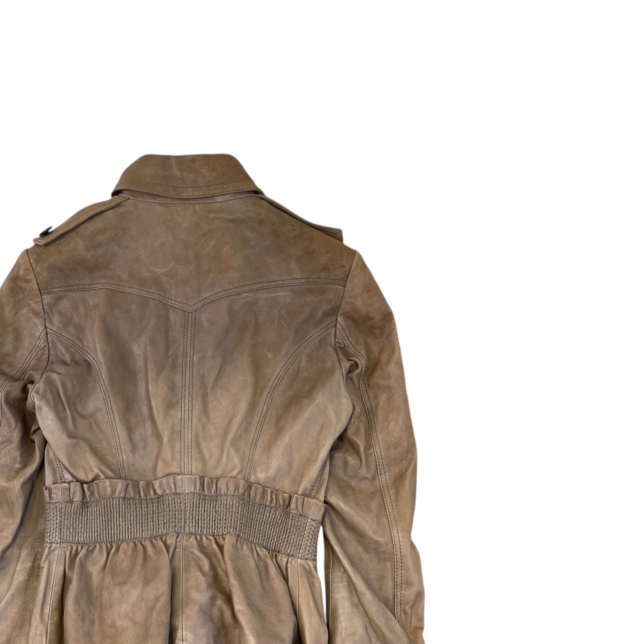 Women's Vintage Biker Jacket Beige Size 44 / UK 12