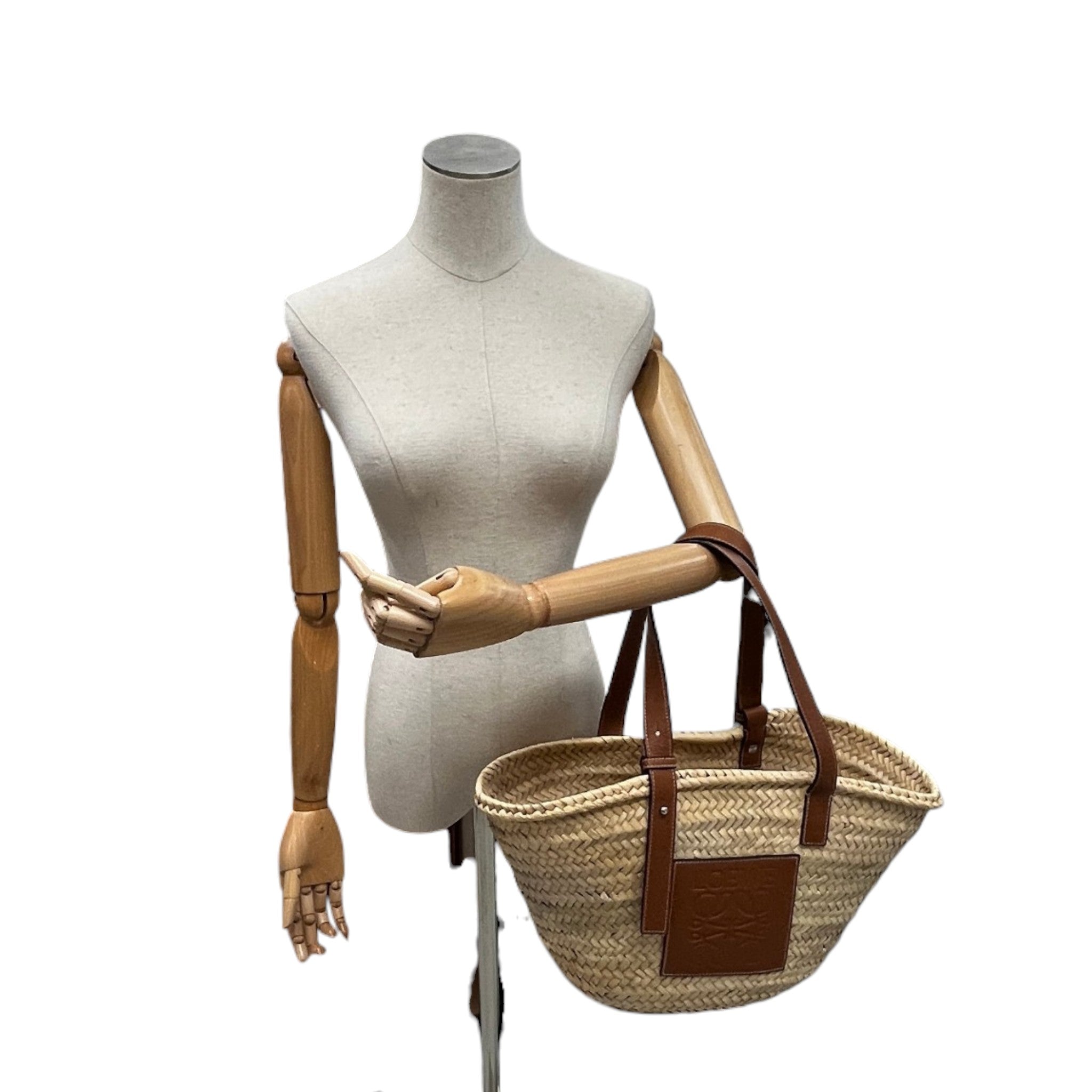 Women's Large Classic Basket In Palm Leaf Bag Brown
