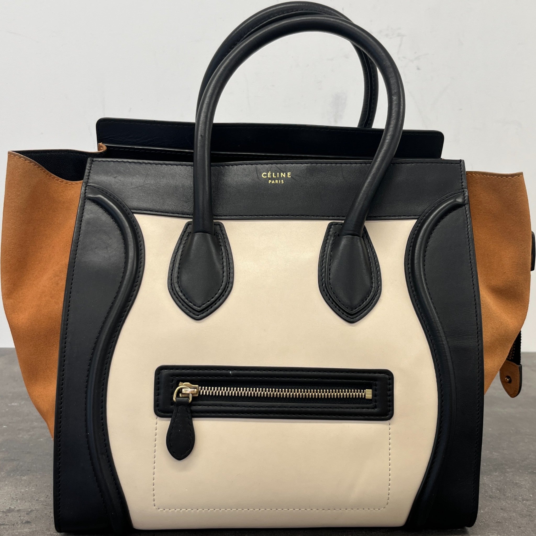 Women's Tricolour Luggage Tote Bag Beige