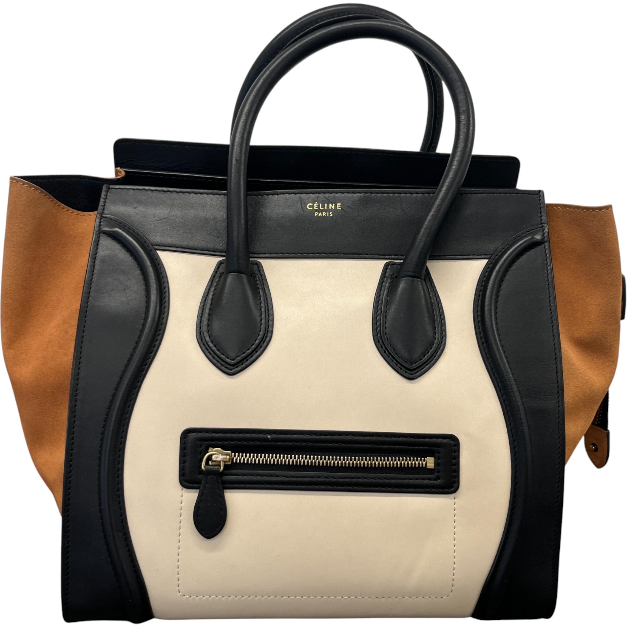 Women's Tricolour Luggage Tote Bag Beige