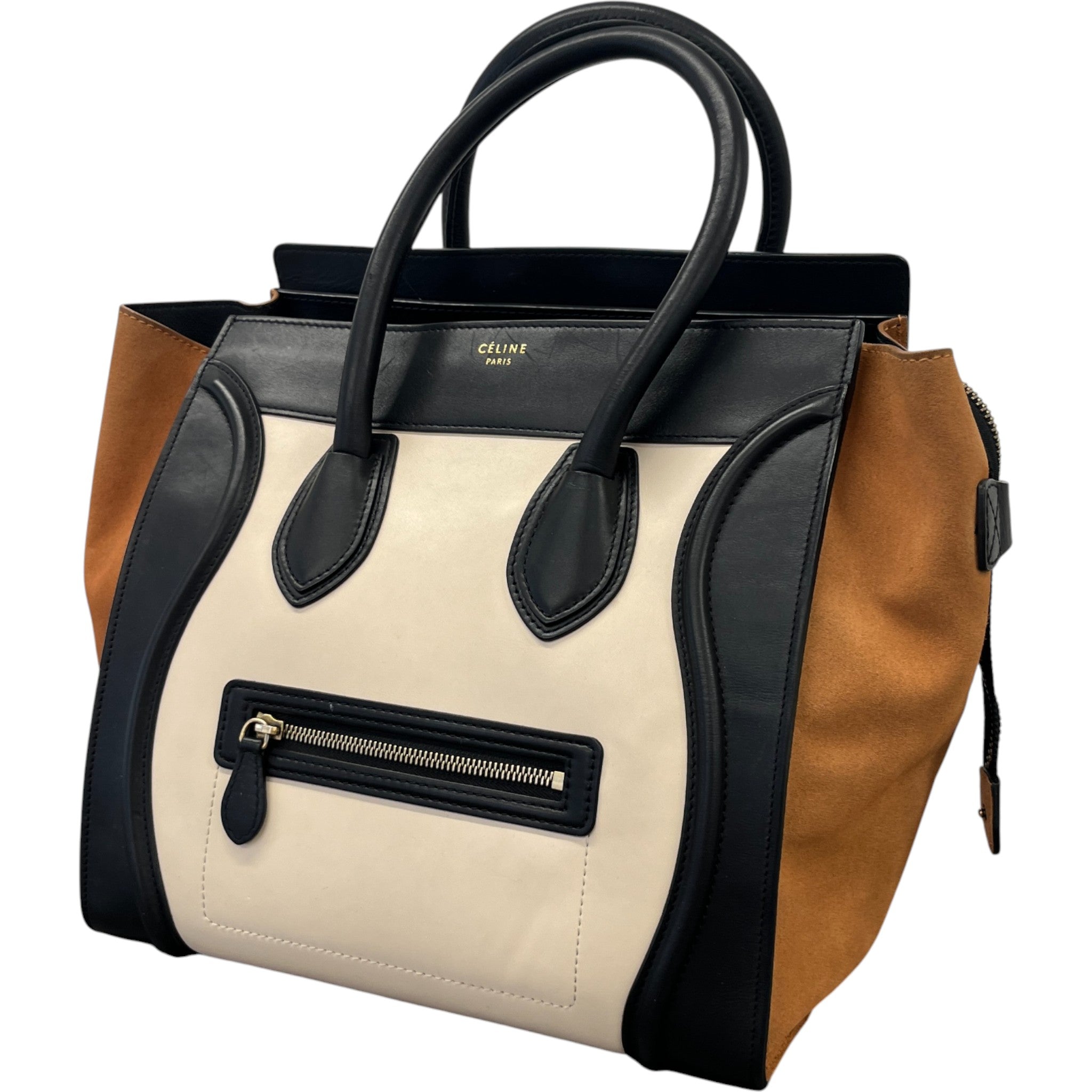 Women's Tricolour Luggage Tote Bag Beige