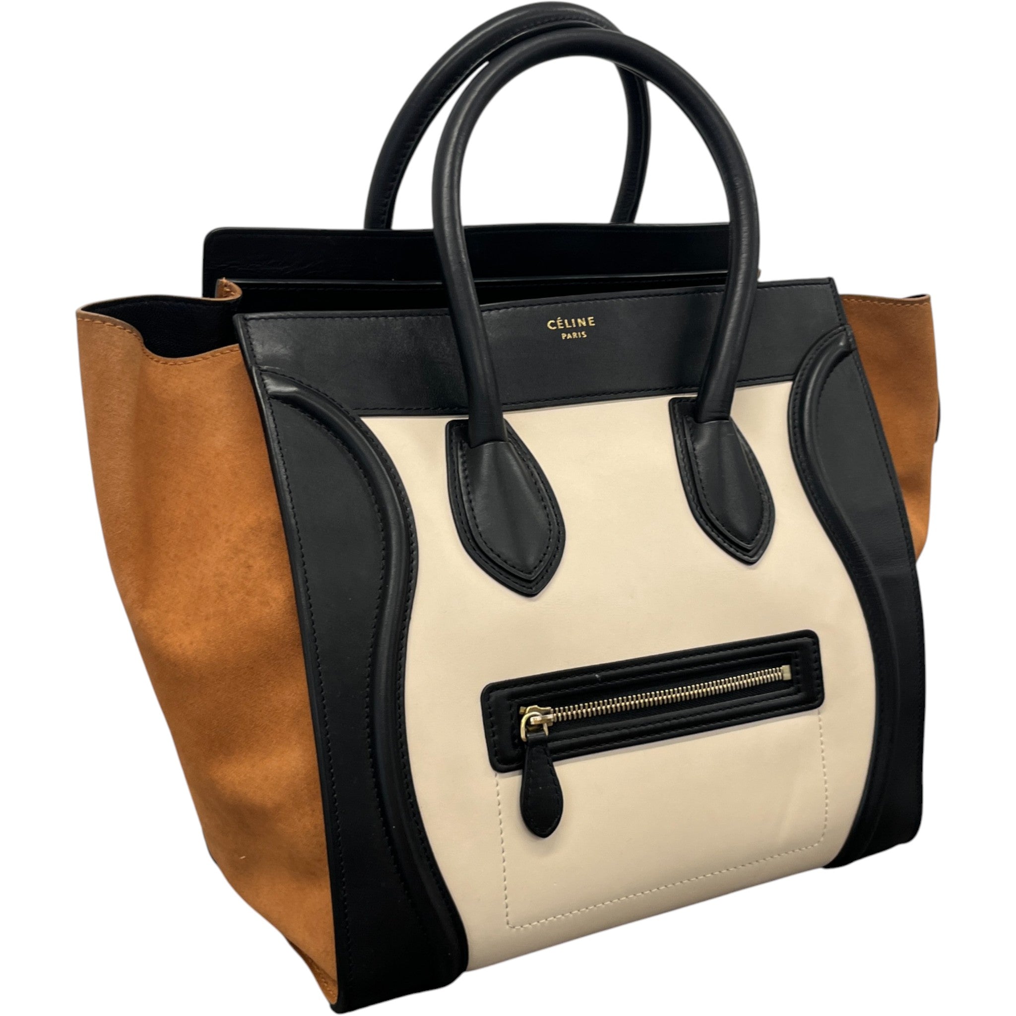 Women's Tricolour Luggage Tote Bag Beige