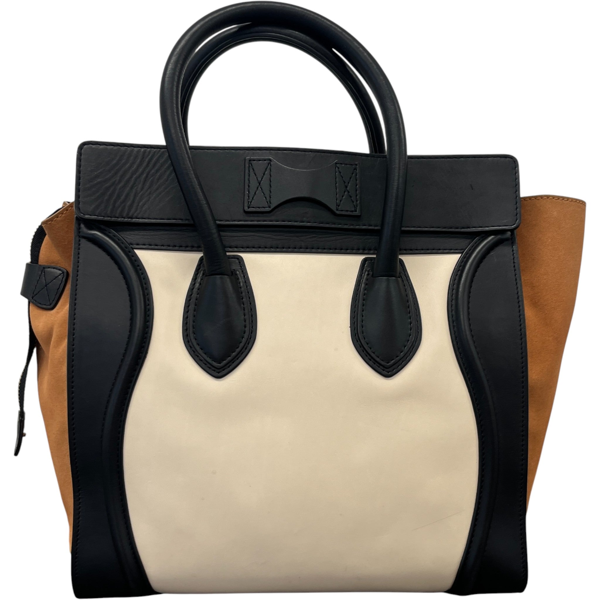 Women's Tricolour Luggage Tote Bag Beige