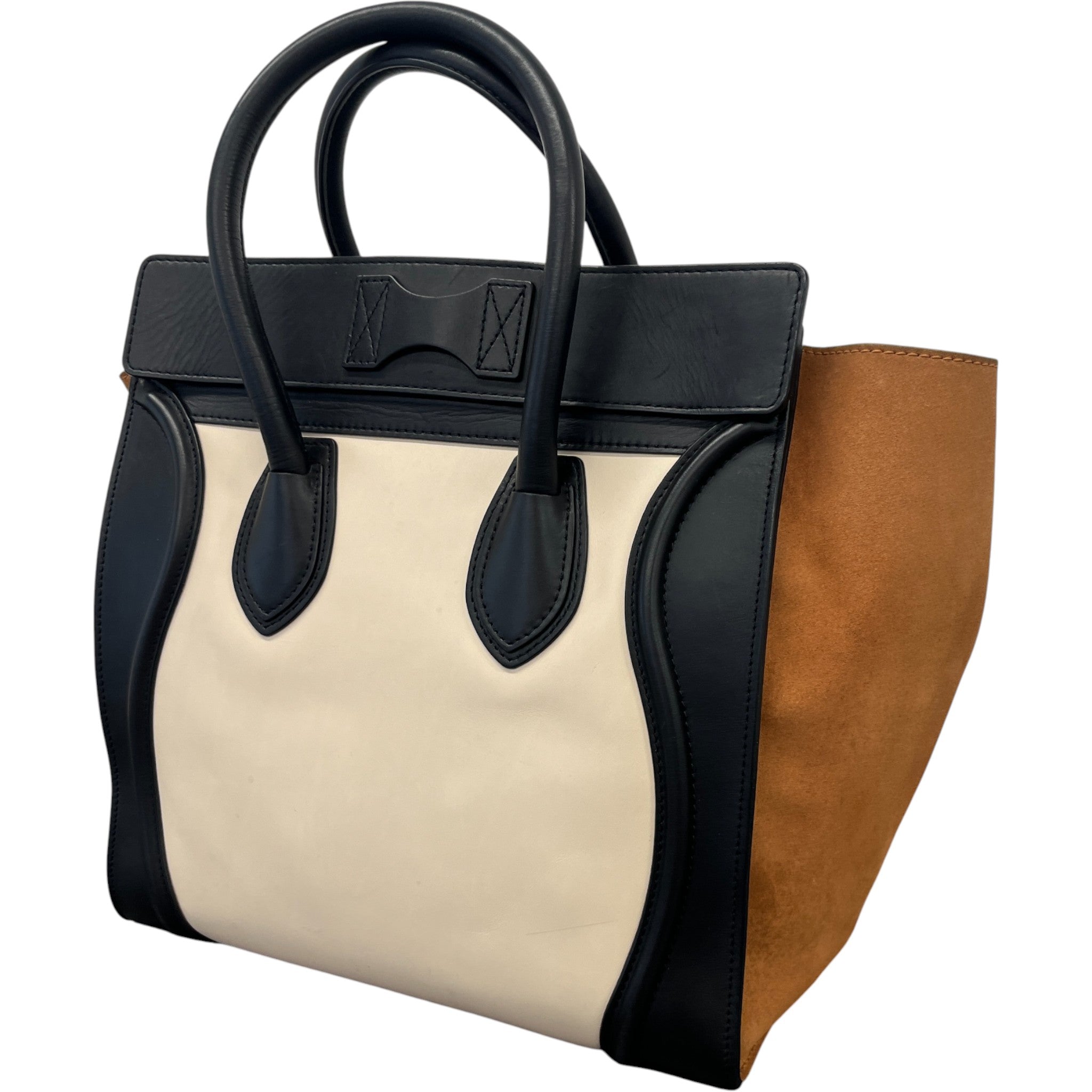 Women's Tricolour Luggage Tote Bag Beige