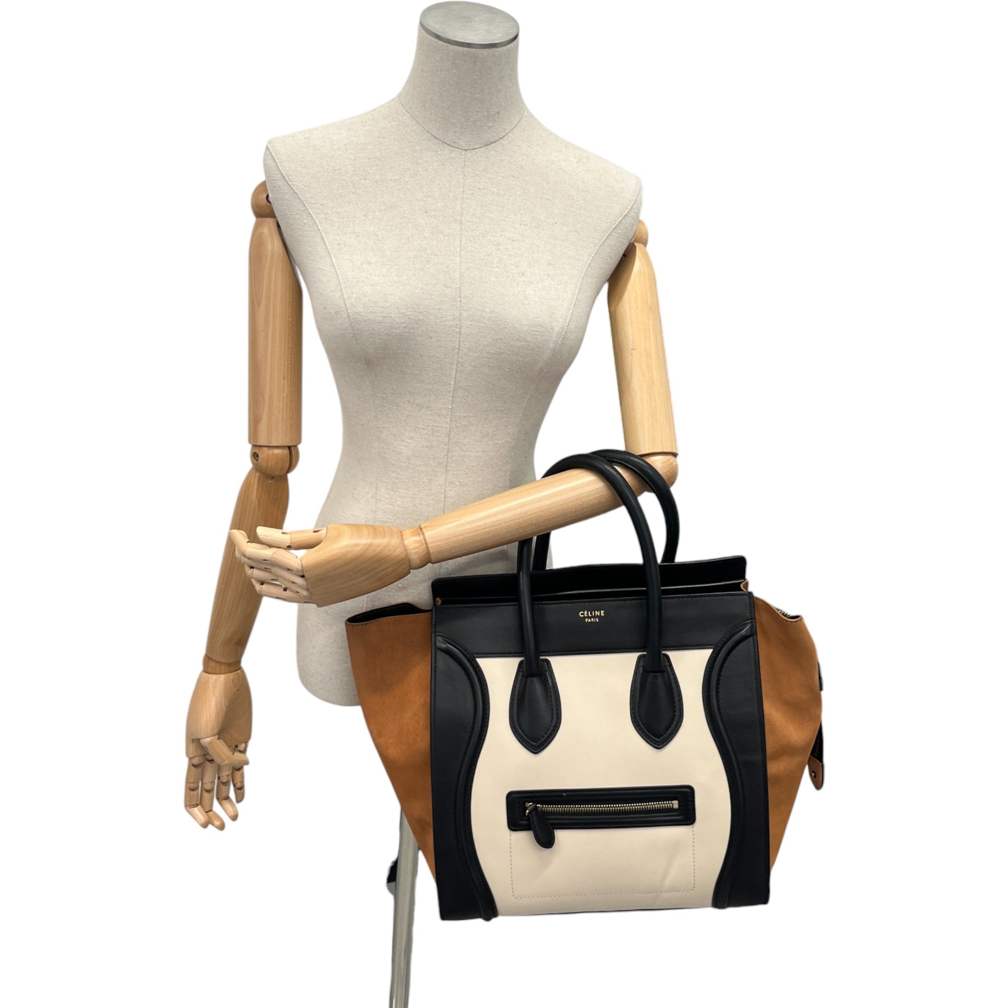 Women's Tricolour Luggage Tote Bag Beige