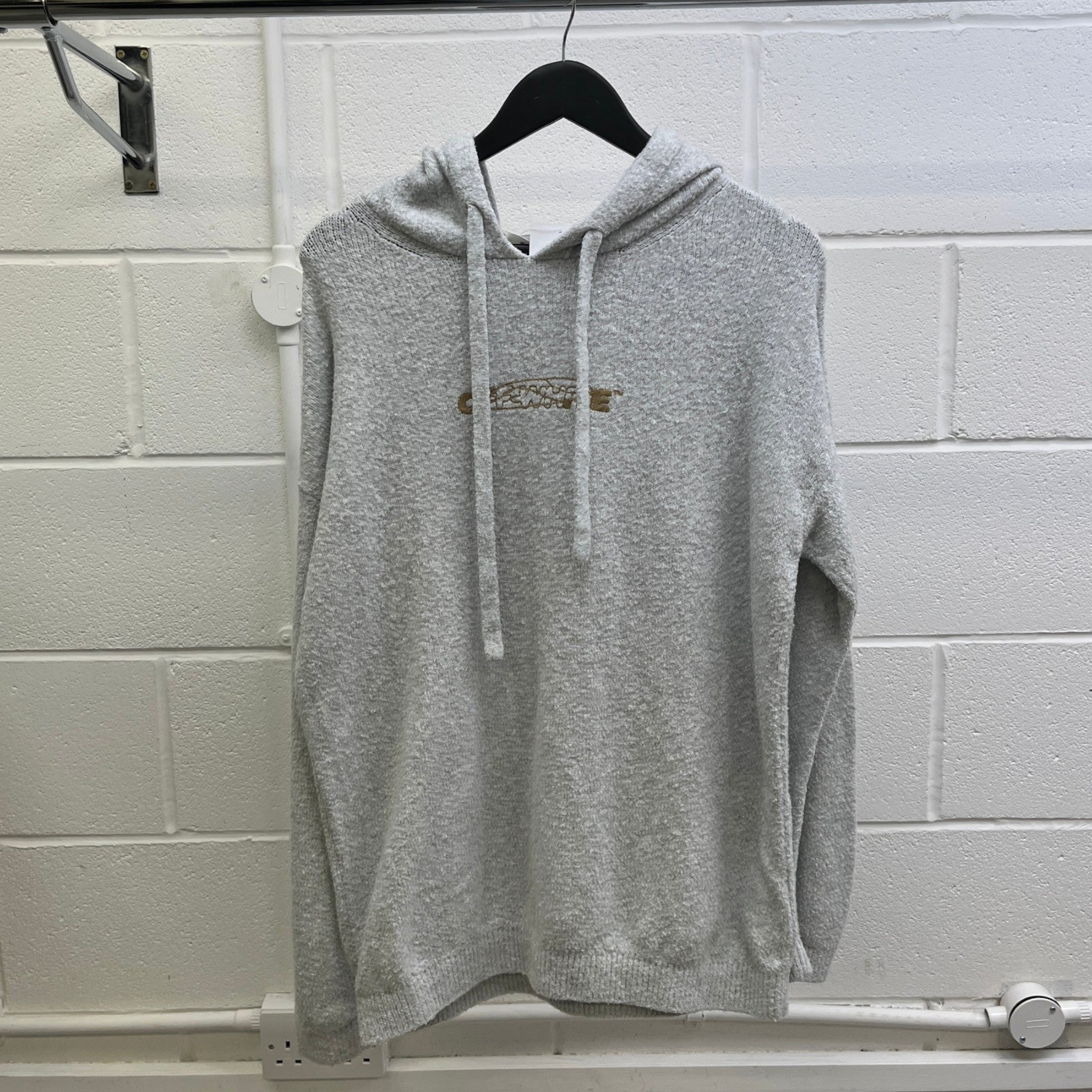 Men's Embroidered Arrow Logo Hoodie Grey Size XXS