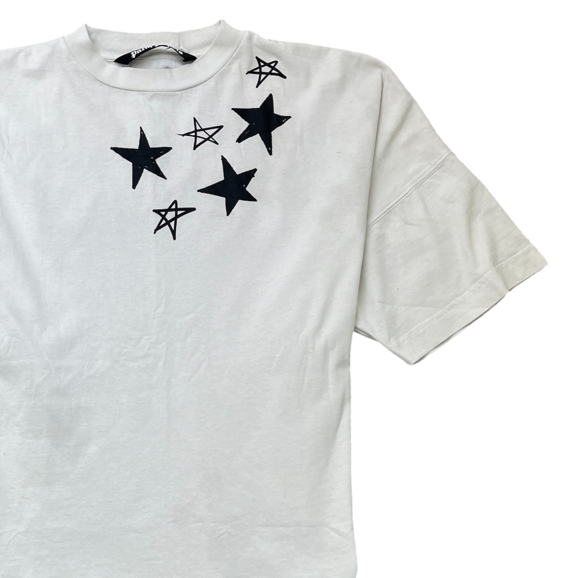 Men's Oversized Star Logo Print T-Shirt White Size M