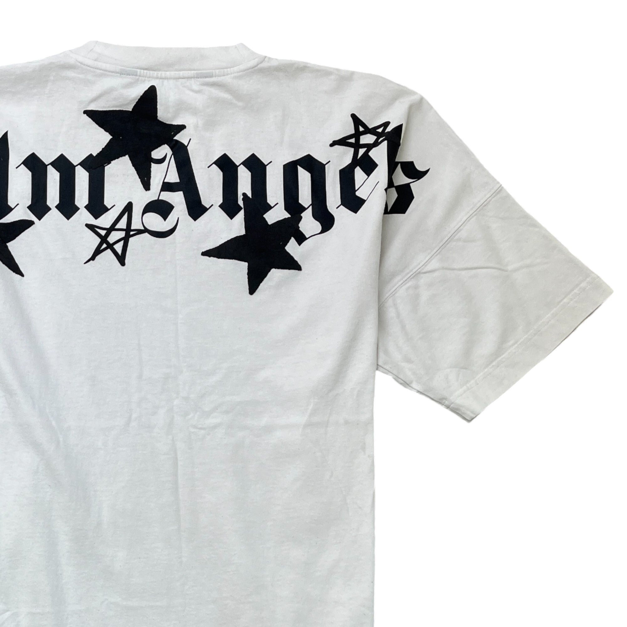 Men's Oversized Star Logo Print T-Shirt White Size M