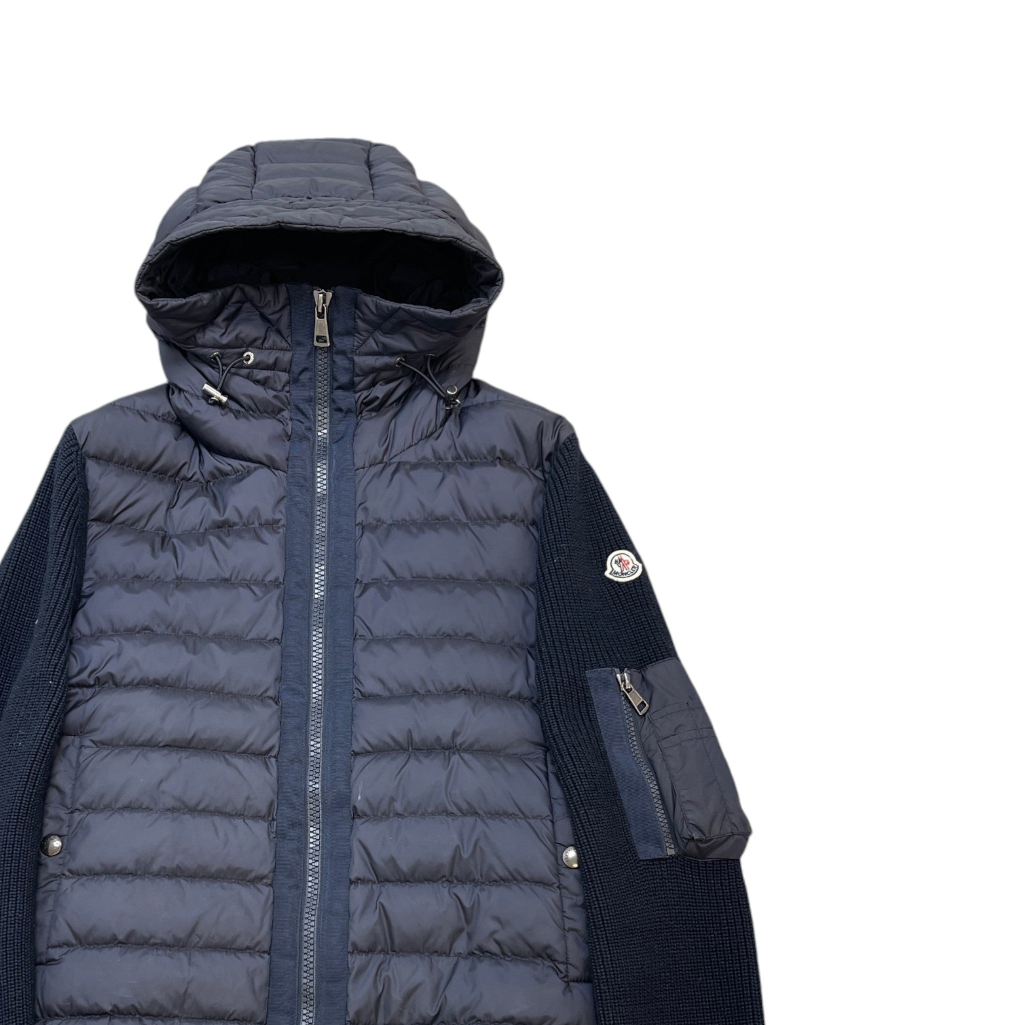 Men's Cardigan Tricot Down Jacket Navy Size M