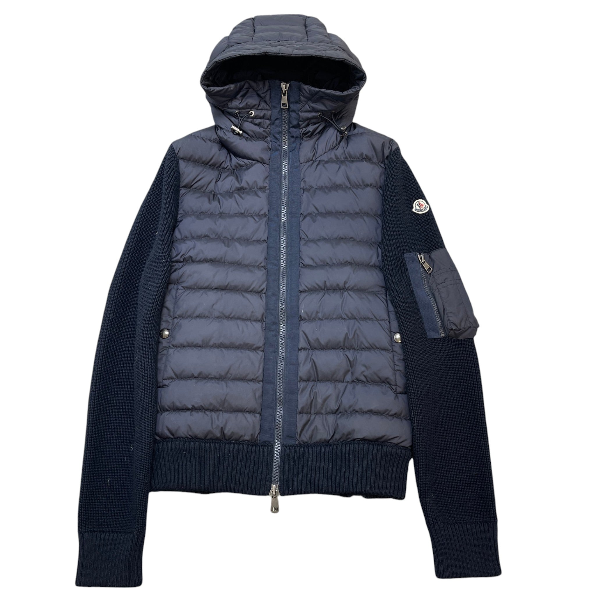 Men's Cardigan Tricot Down Jacket Navy Size M