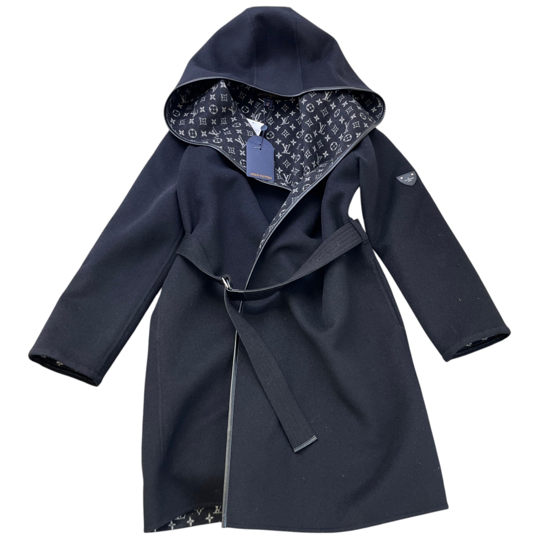 Women's Hooded Wrap Coat Jacket Black Size IT 42 / UK 10