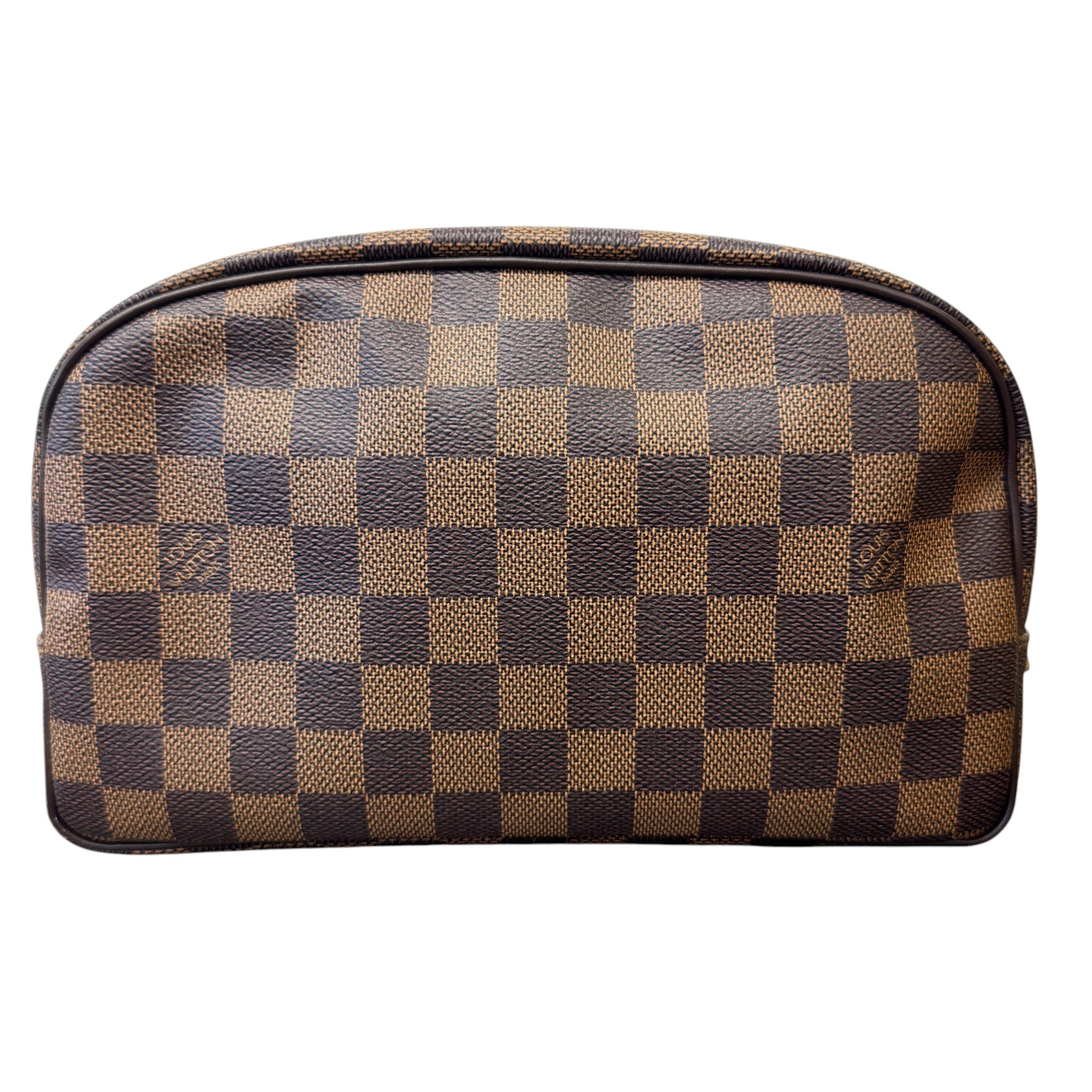 Men's Damier Ebene Trousse 25 Toiletry Bag Brown