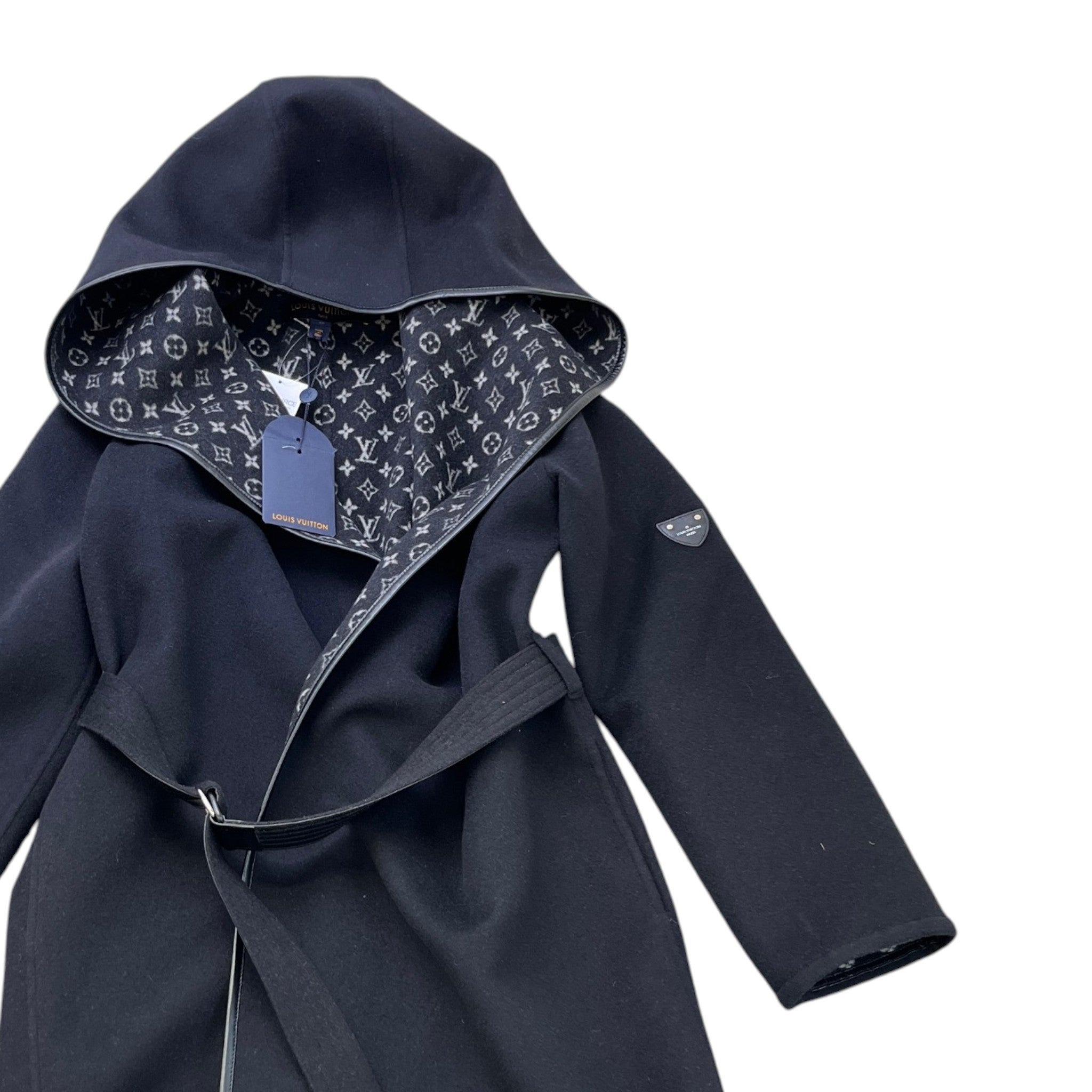 Women's Hooded Wrap Coat Jacket Black Size IT 42 / UK 10