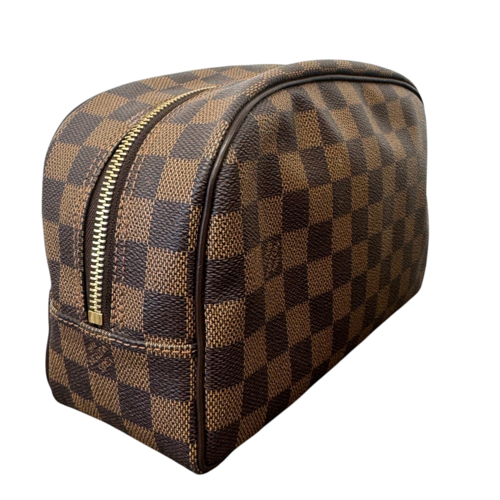 Men's Damier Ebene Trousse 25 Toiletry Bag Brown