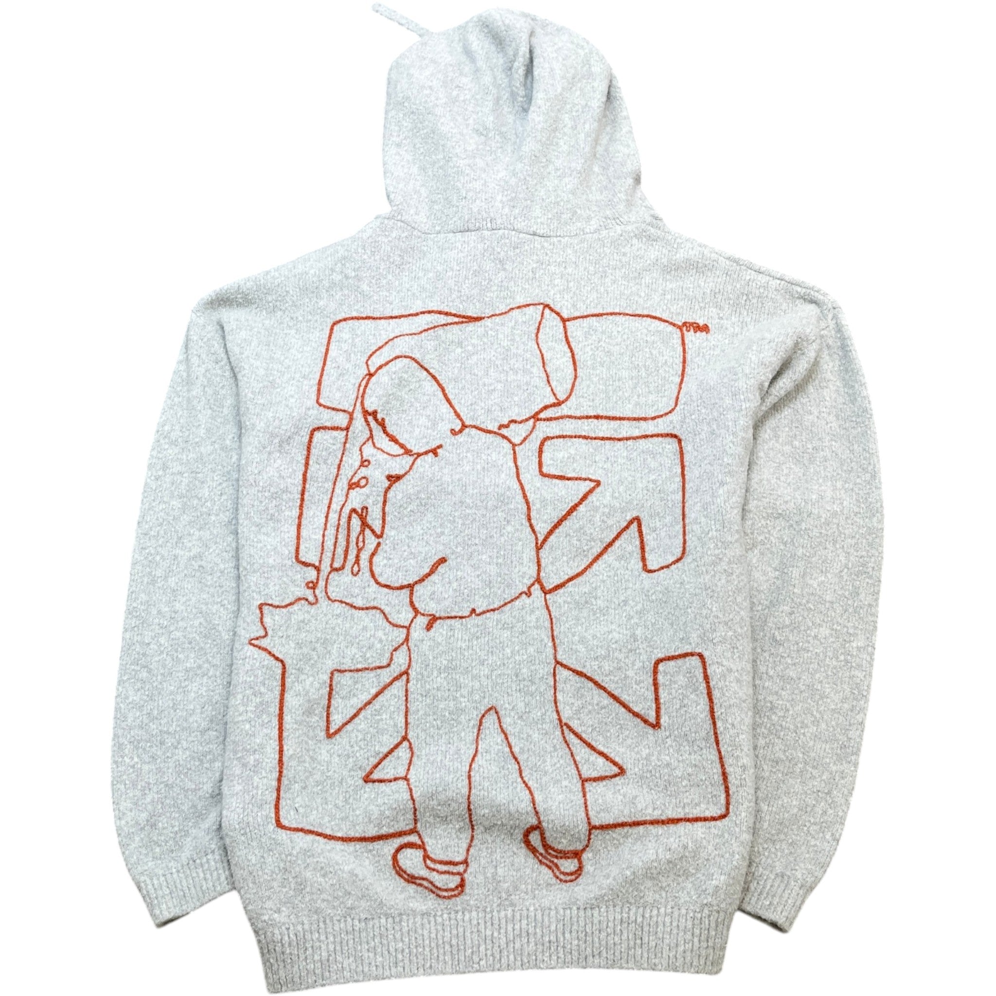 Men's Embroidered Arrow Logo Hoodie Grey Size XXS