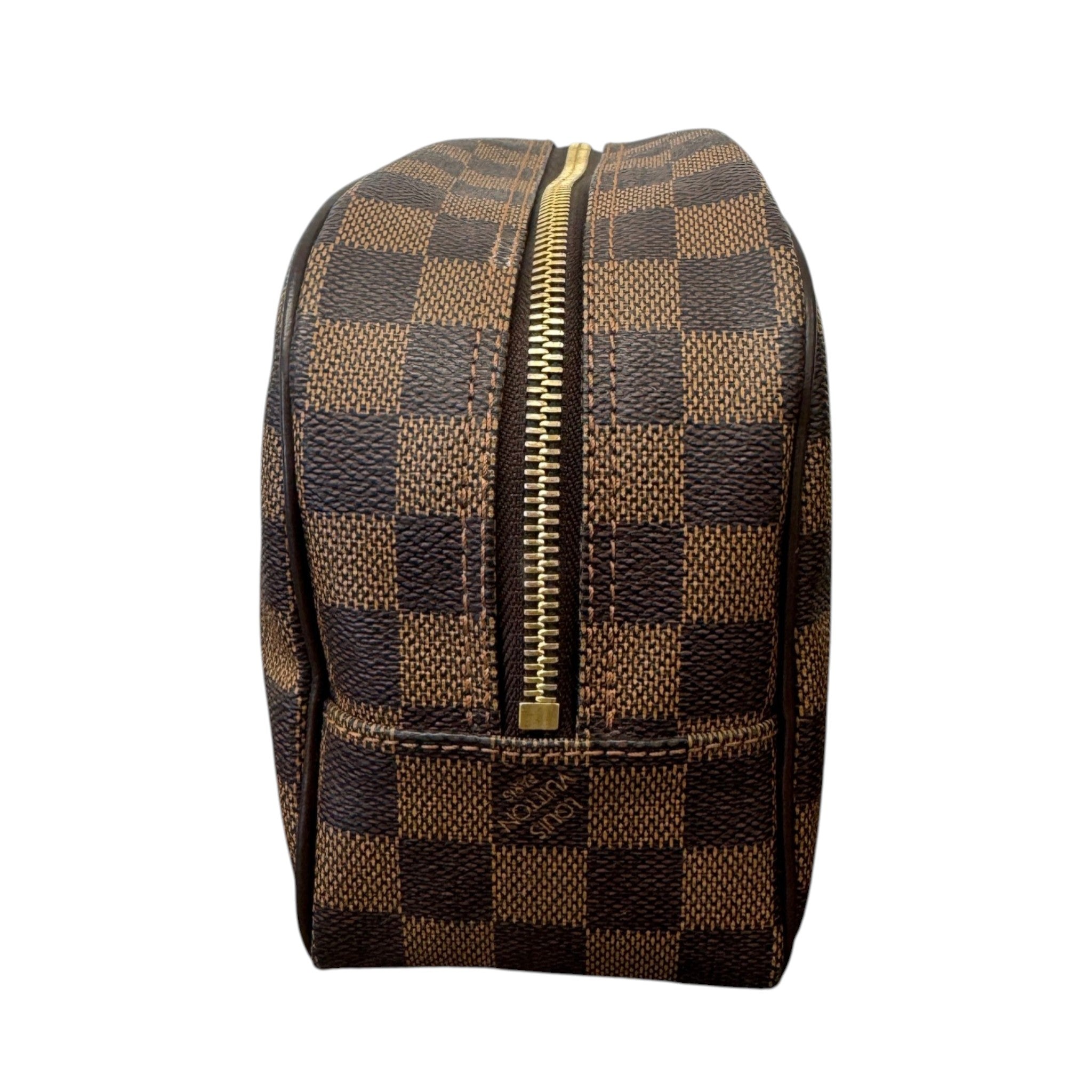 Men's Damier Ebene Trousse 25 Toiletry Bag Brown