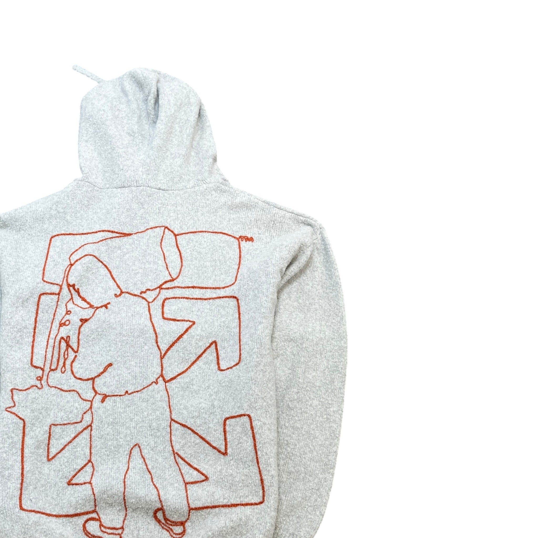 Men's Embroidered Arrow Logo Hoodie Grey Size XXS