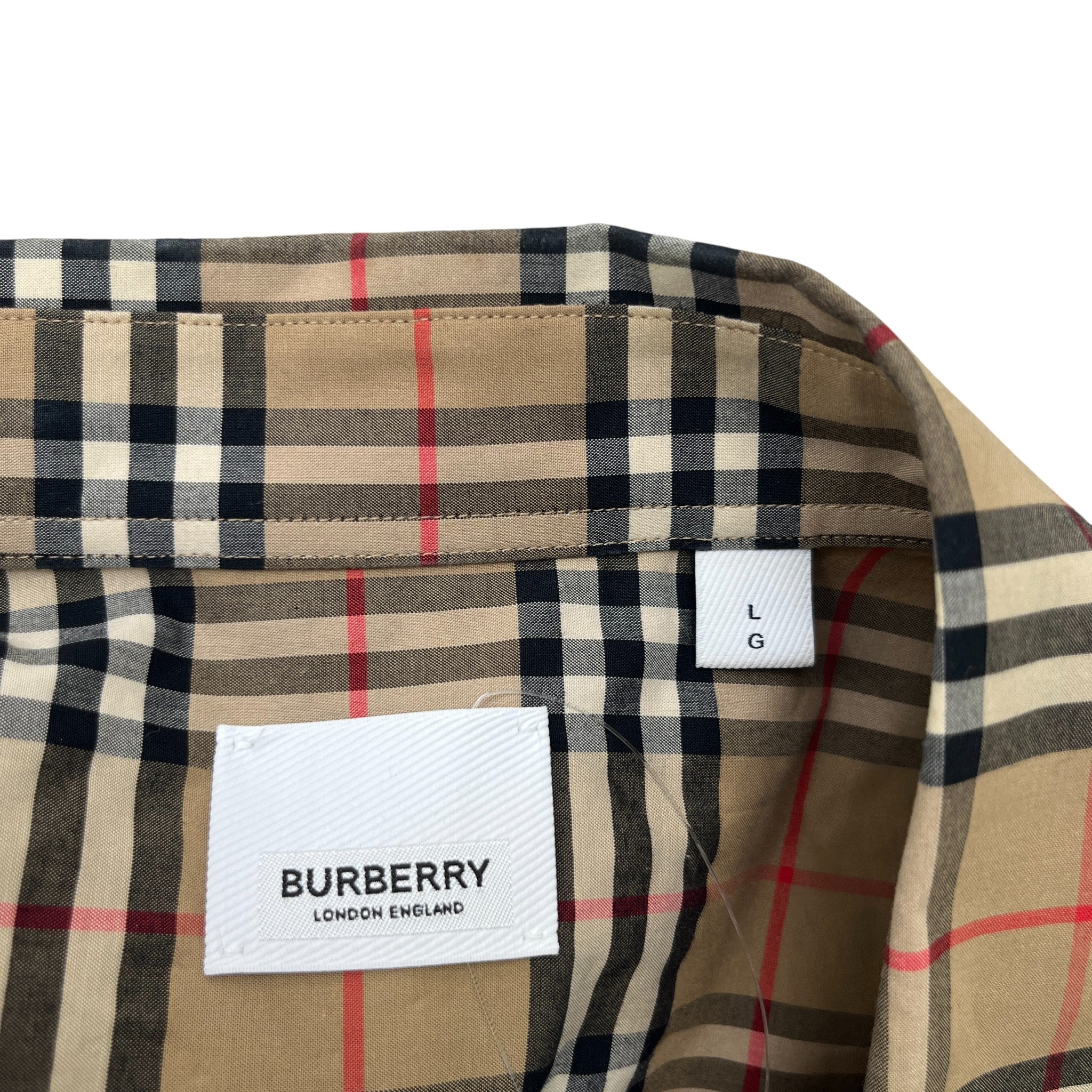 Men's Check Short Sleeve Shirt Brown Size L