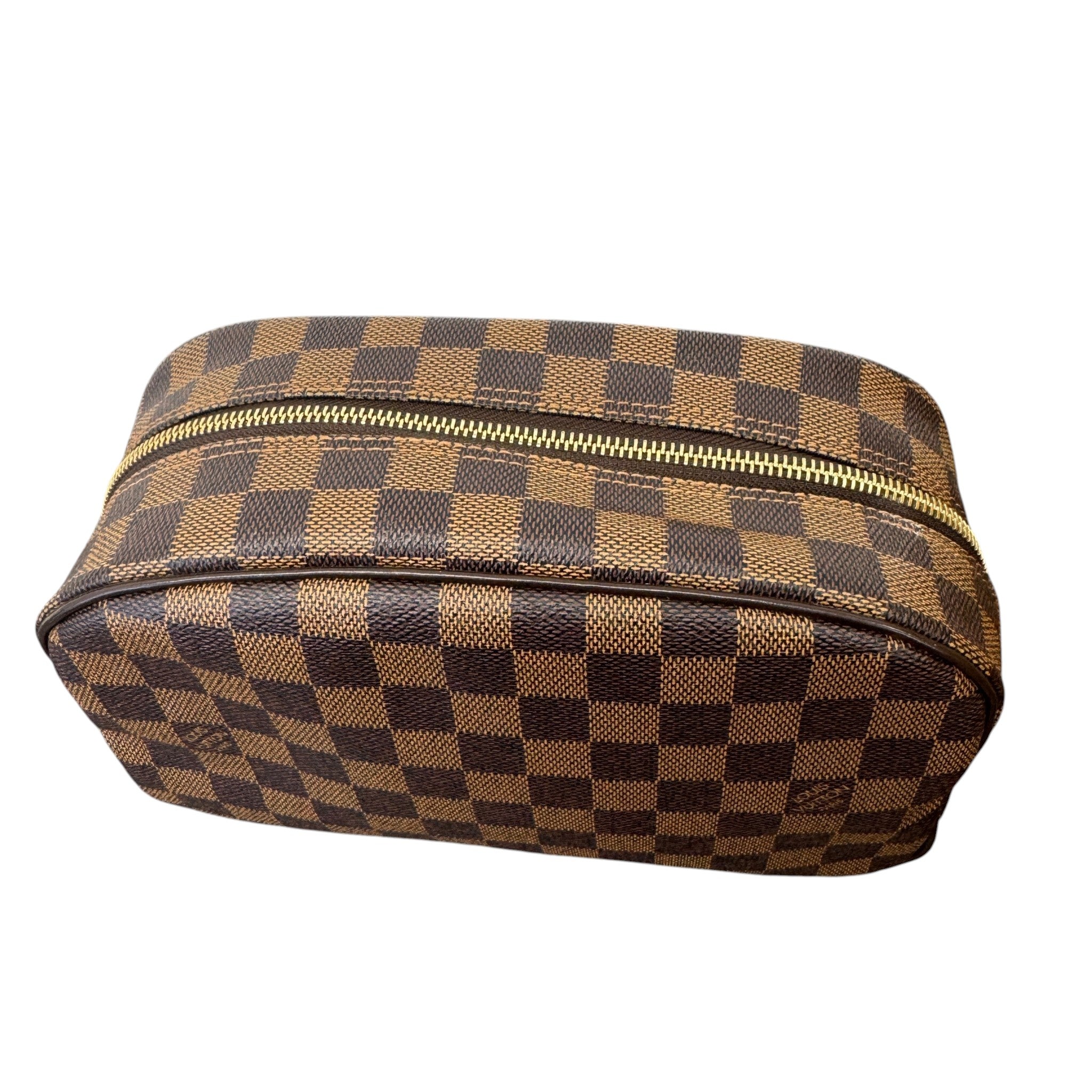 Men's Damier Ebene Trousse 25 Toiletry Bag Brown