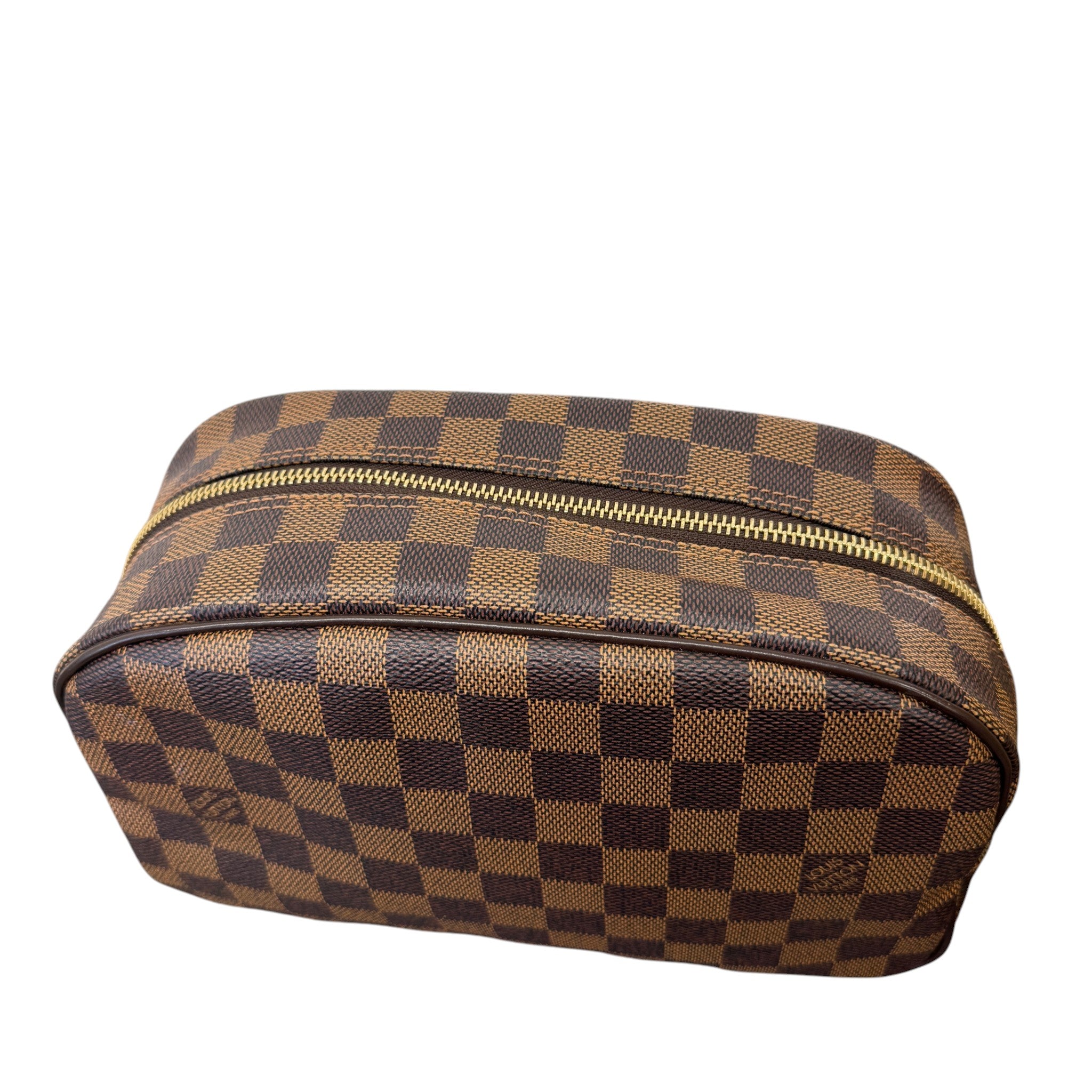 Men's Damier Ebene Trousse 25 Toiletry Bag Brown