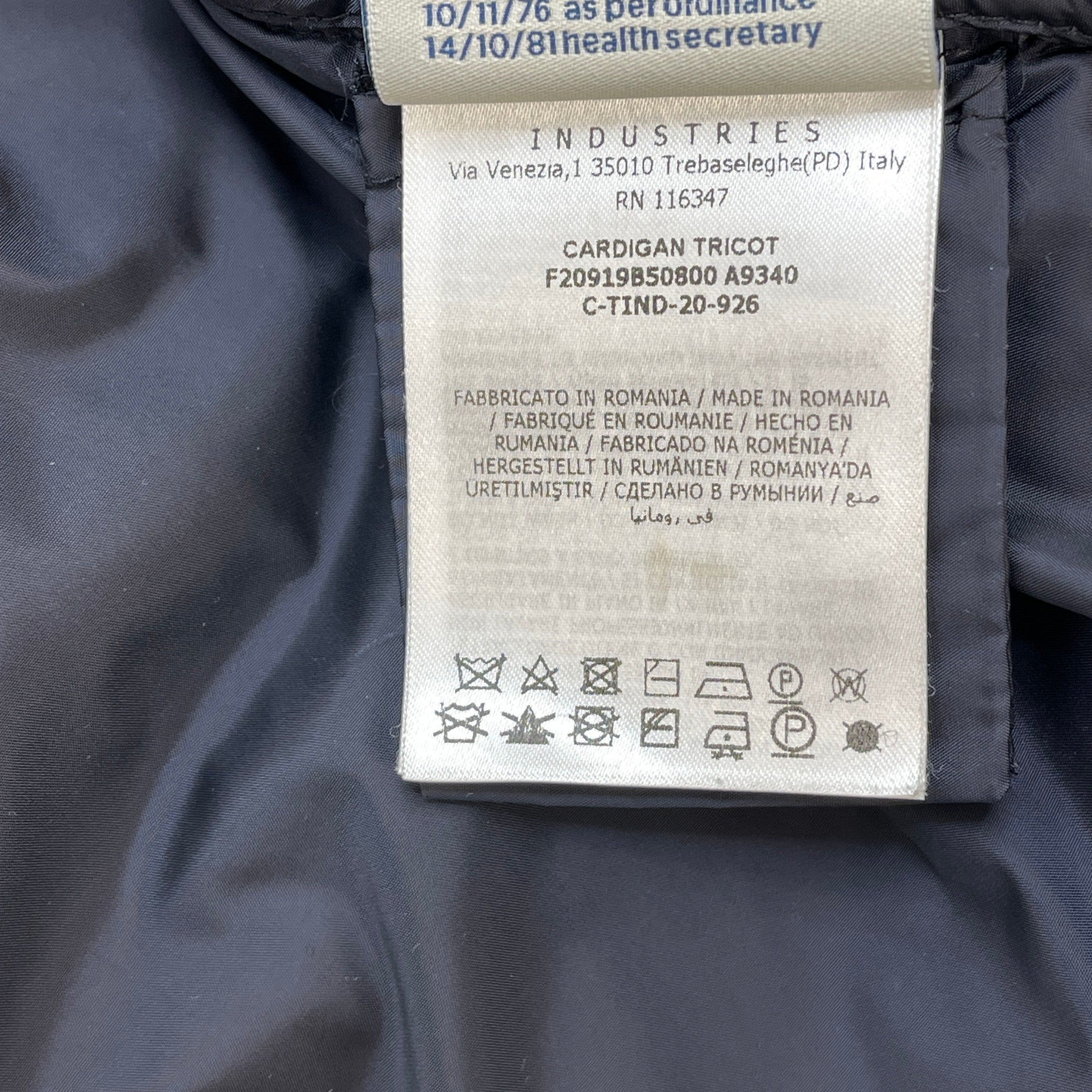 Men's Cardigan Tricot Down Jacket Navy Size M