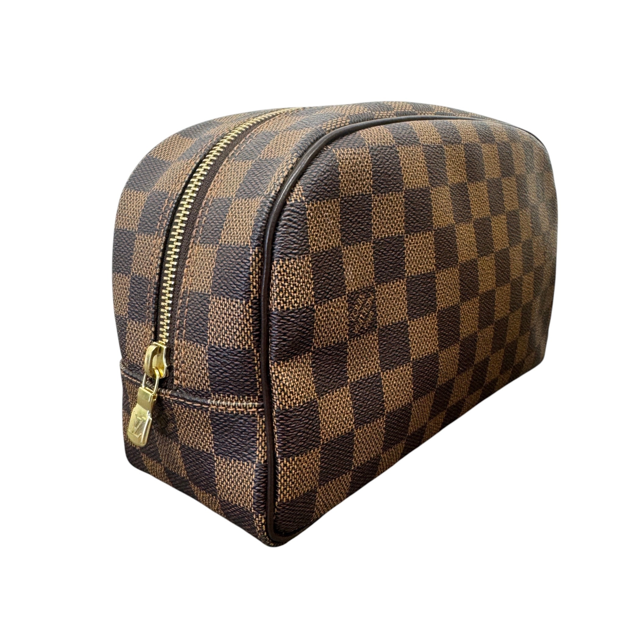 Men's Damier Ebene Trousse 25 Toiletry Bag Brown