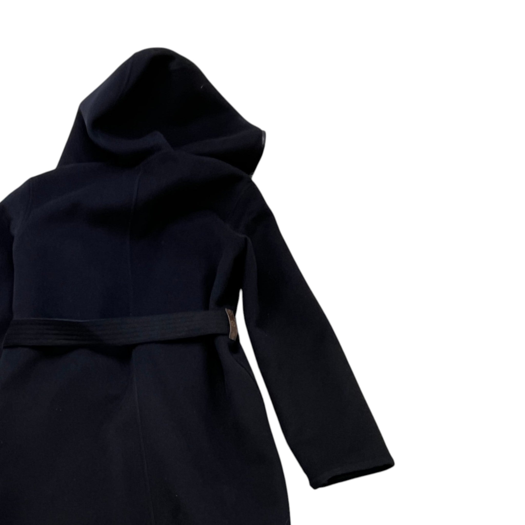 Women's Hooded Wrap Coat Jacket Black Size IT 42 / UK 10