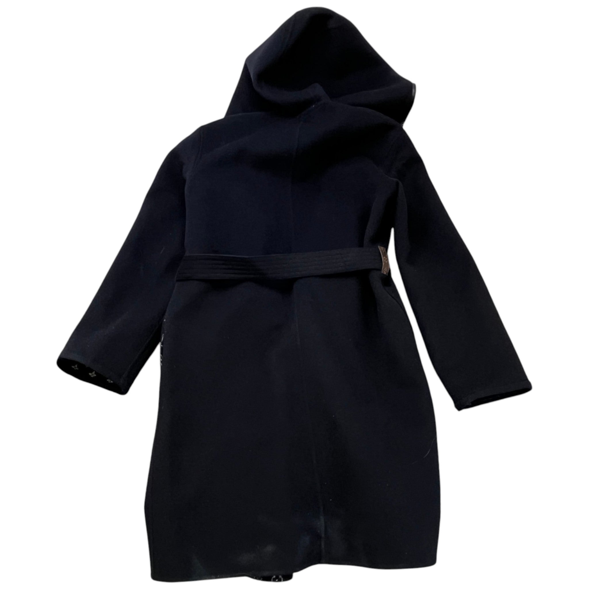 Women's Hooded Wrap Coat Jacket Black Size IT 42 / UK 10