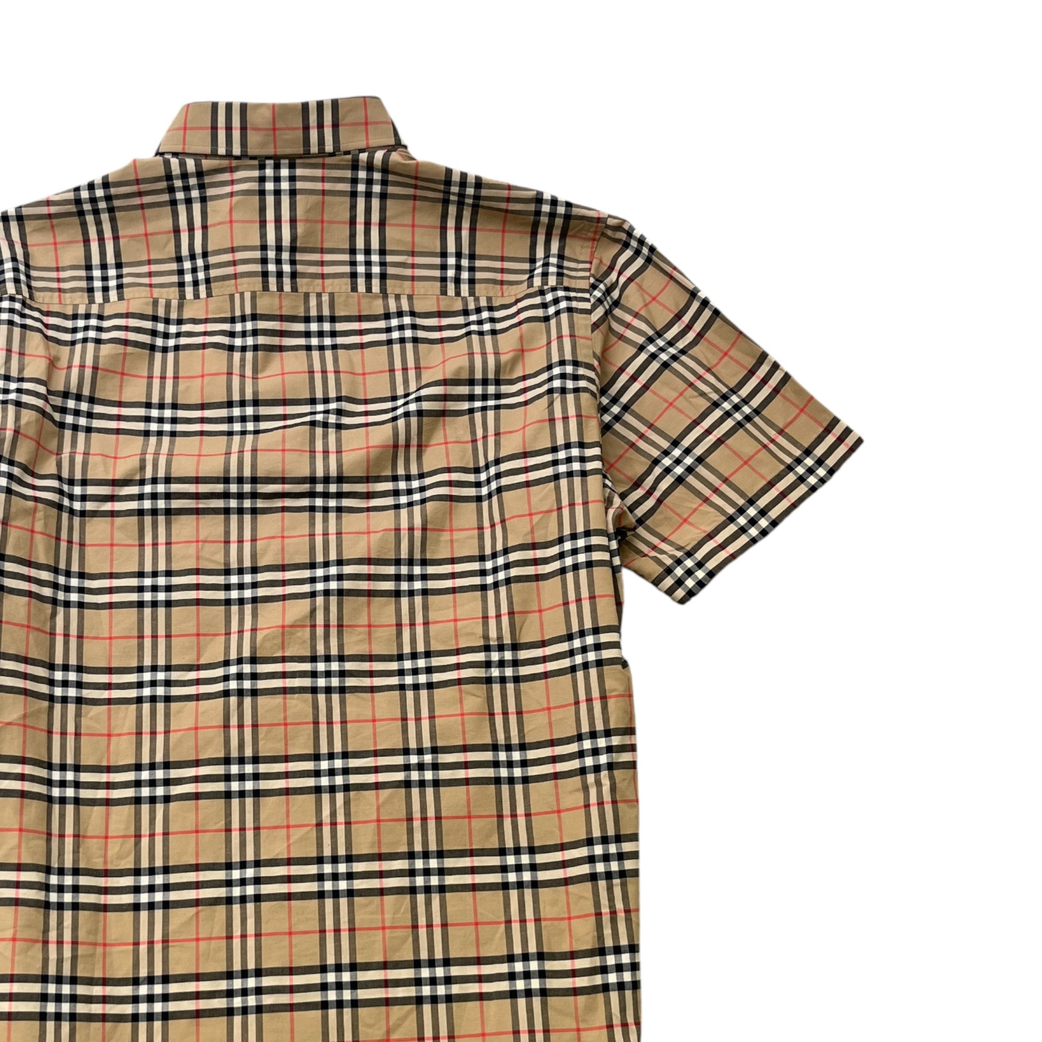 Men's Check Short Sleeve Shirt Brown Size L
