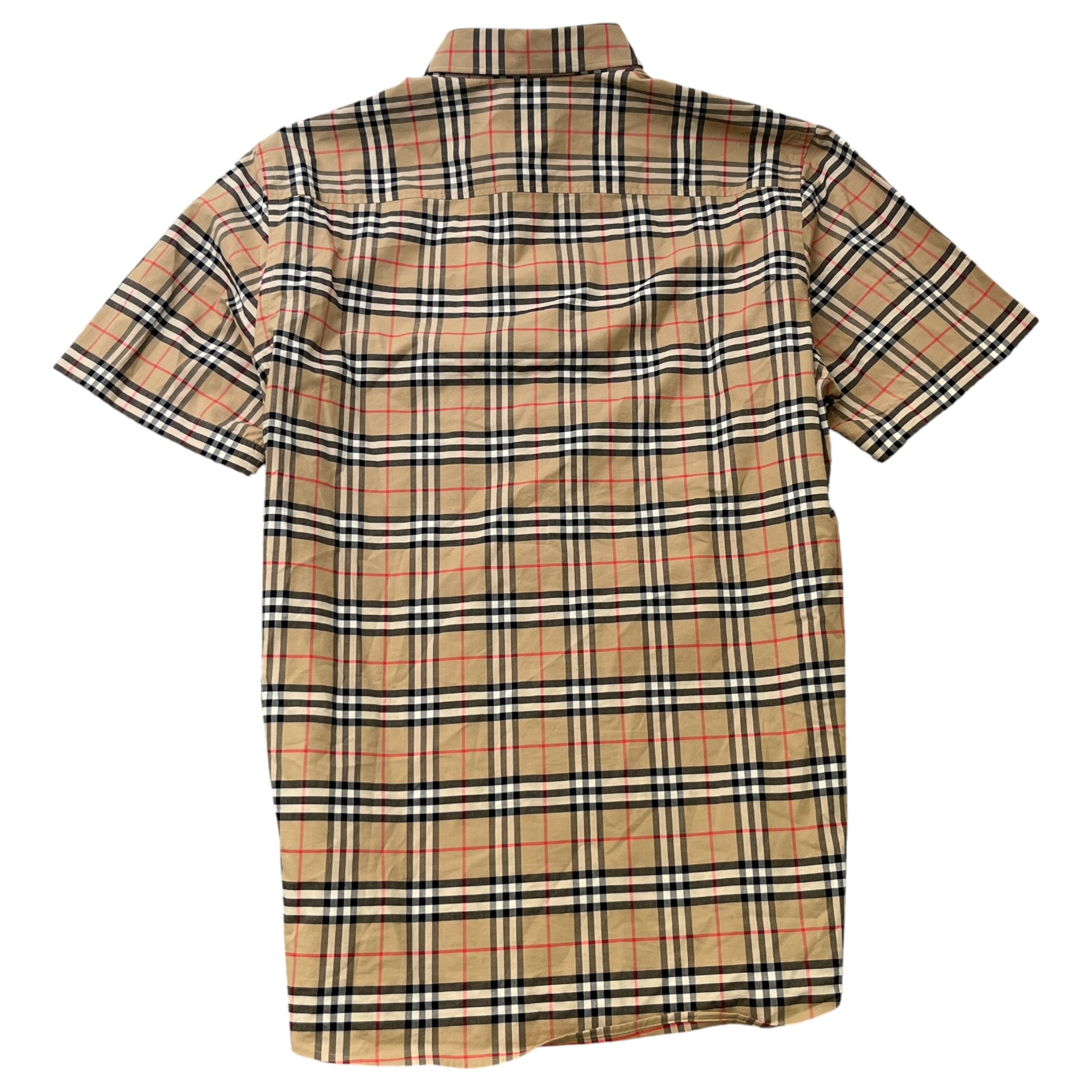 Men's Check Short Sleeve Shirt Brown Size L