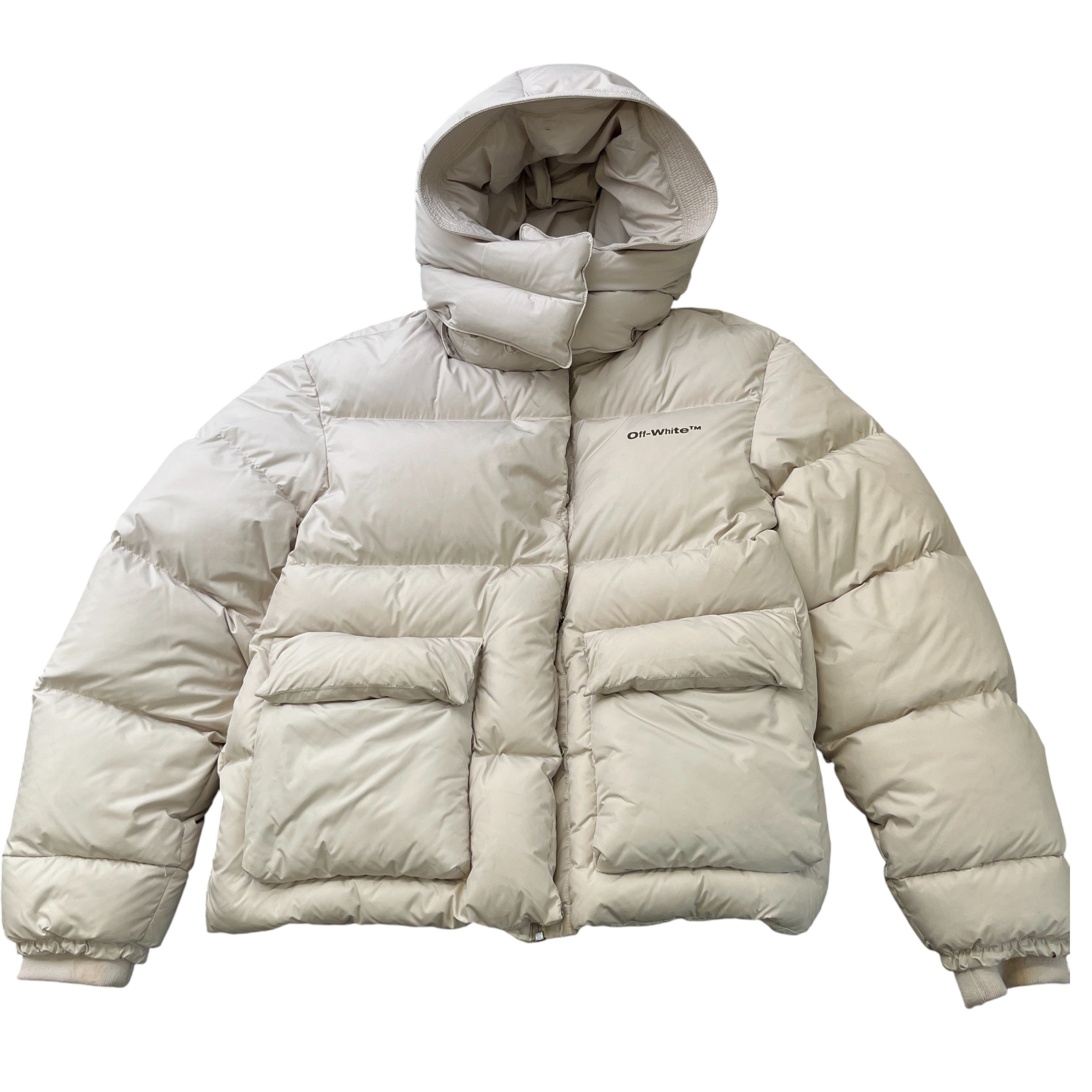 Women's Logo Print Down Jacket Beige Size IT 42 / UK 10