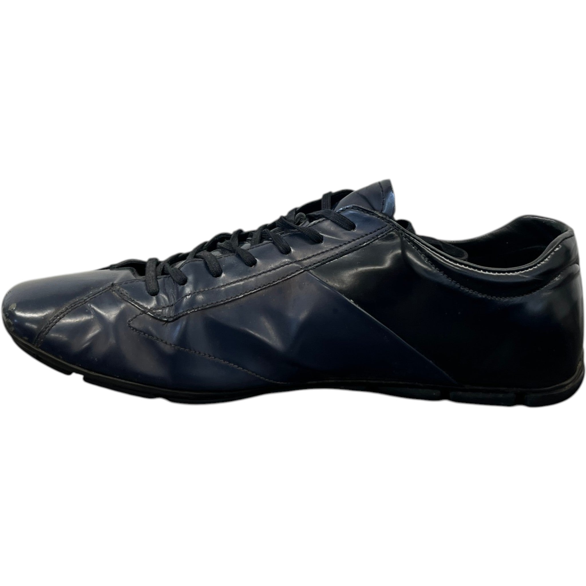 Men's Leather Logo Low Trainers Navy Size EU 40.5 / UK 6.5