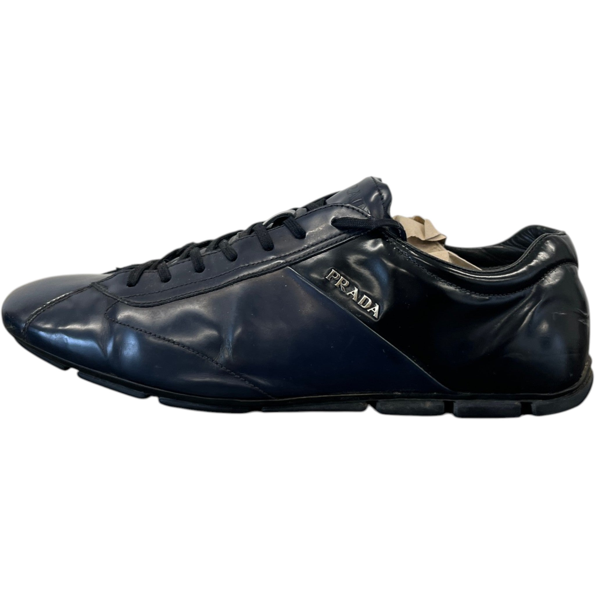Men's Leather Logo Low Trainers Navy Size EU 40.5 / UK 6.5