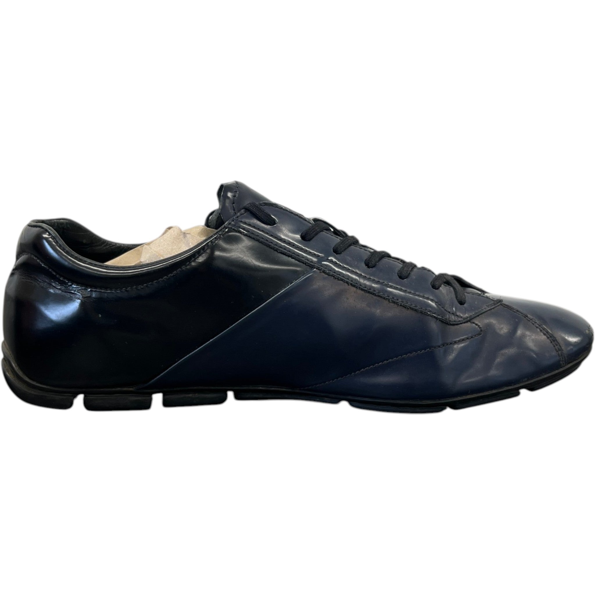 Men's Leather Logo Low Trainers Navy Size EU 40.5 / UK 6.5