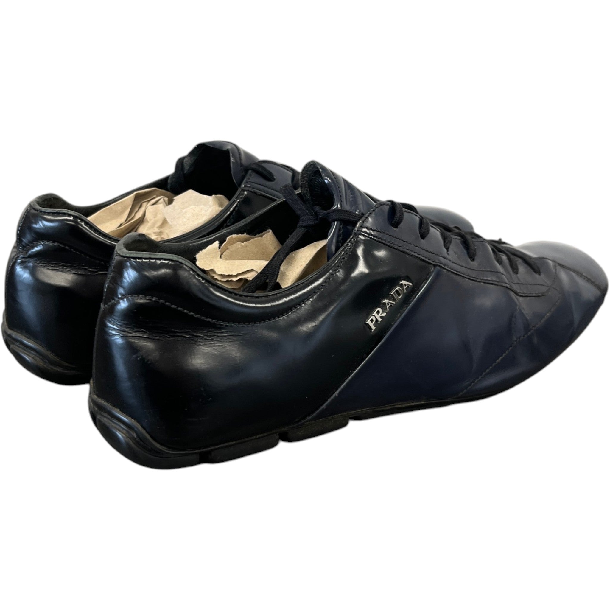 Men's Leather Logo Low Trainers Navy Size EU 40.5 / UK 6.5