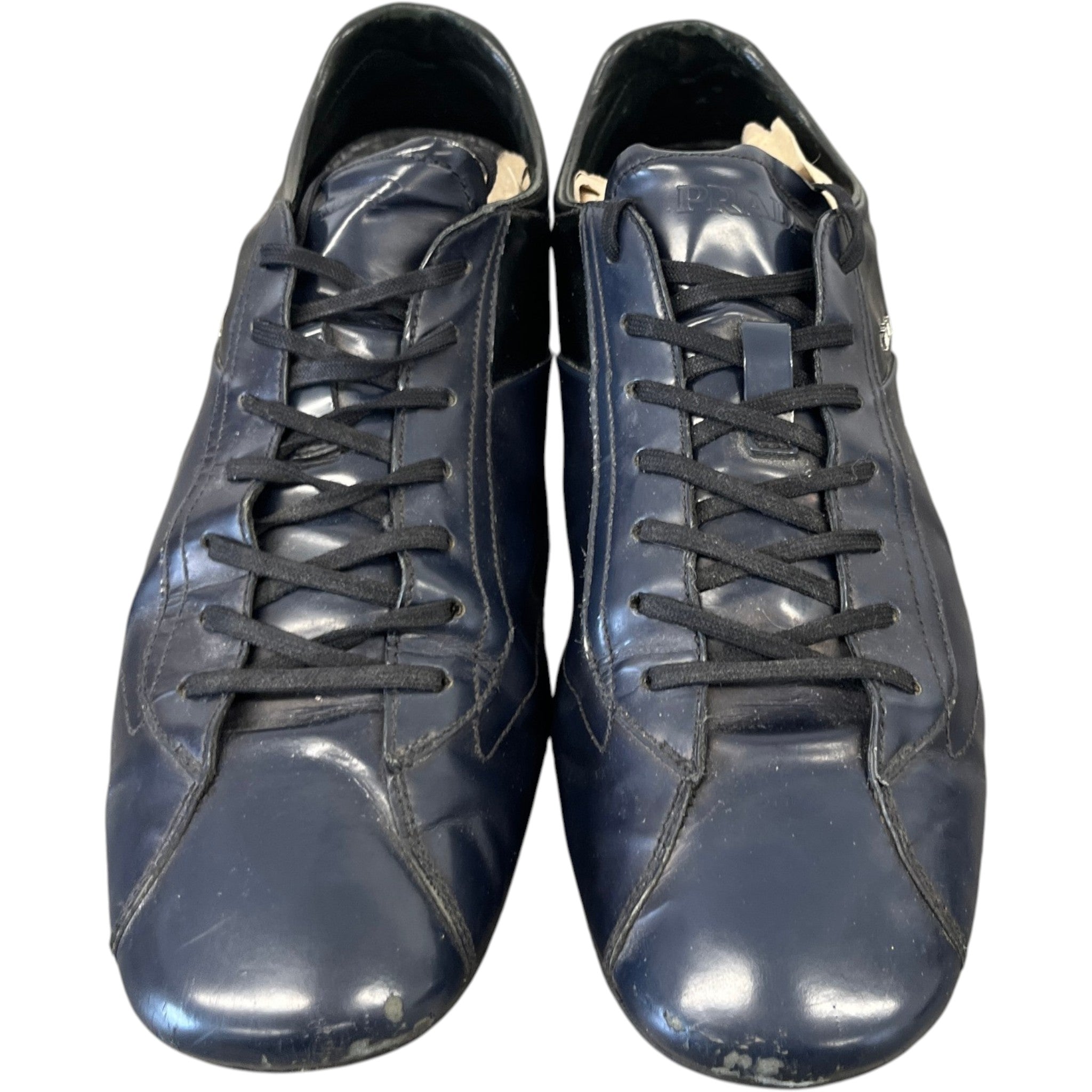 Men's Leather Logo Low Trainers Navy Size EU 40.5 / UK 6.5